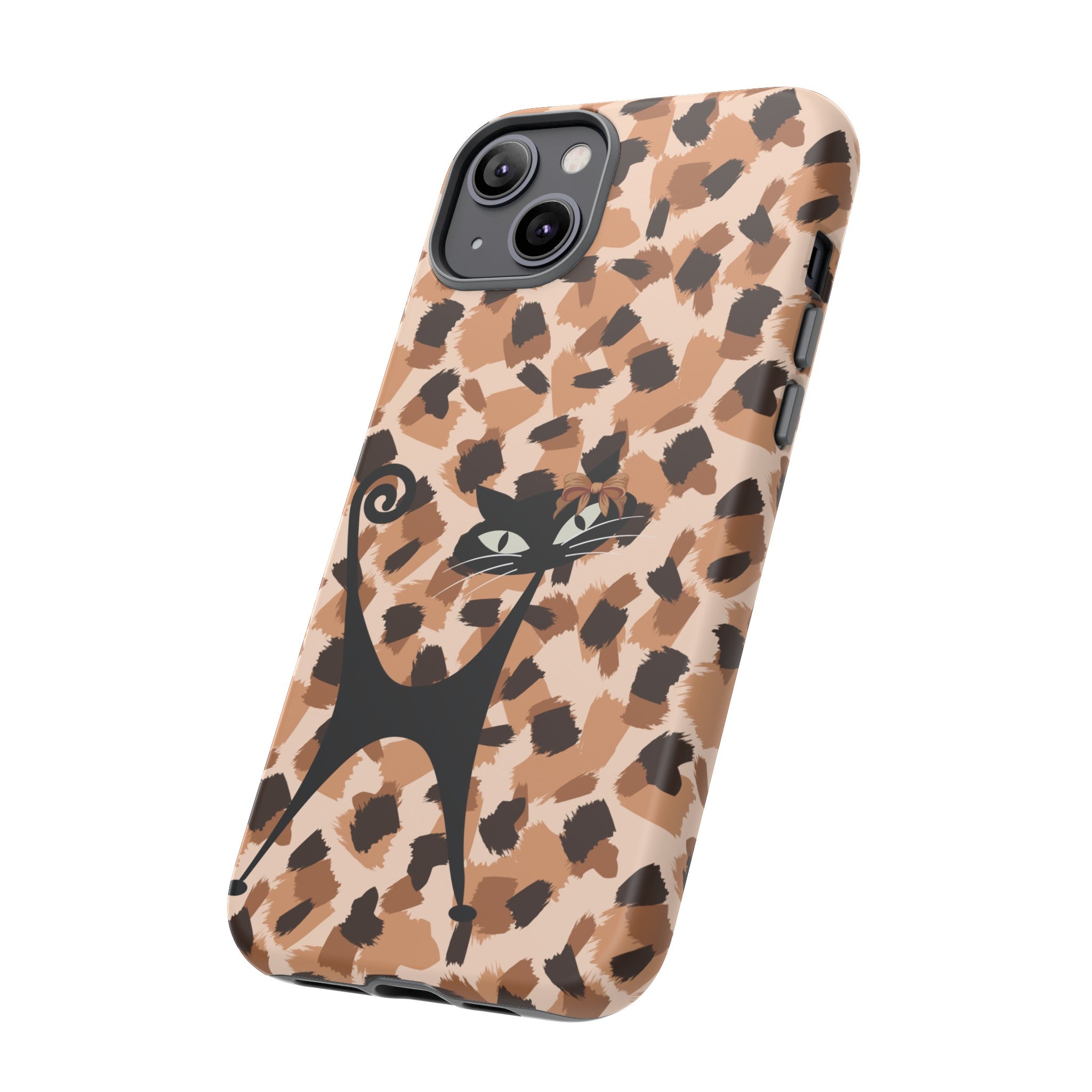 Mid Century Modern Atomic Cat, Animal Print Kitschy Trendy Smart Phone Tough Cases