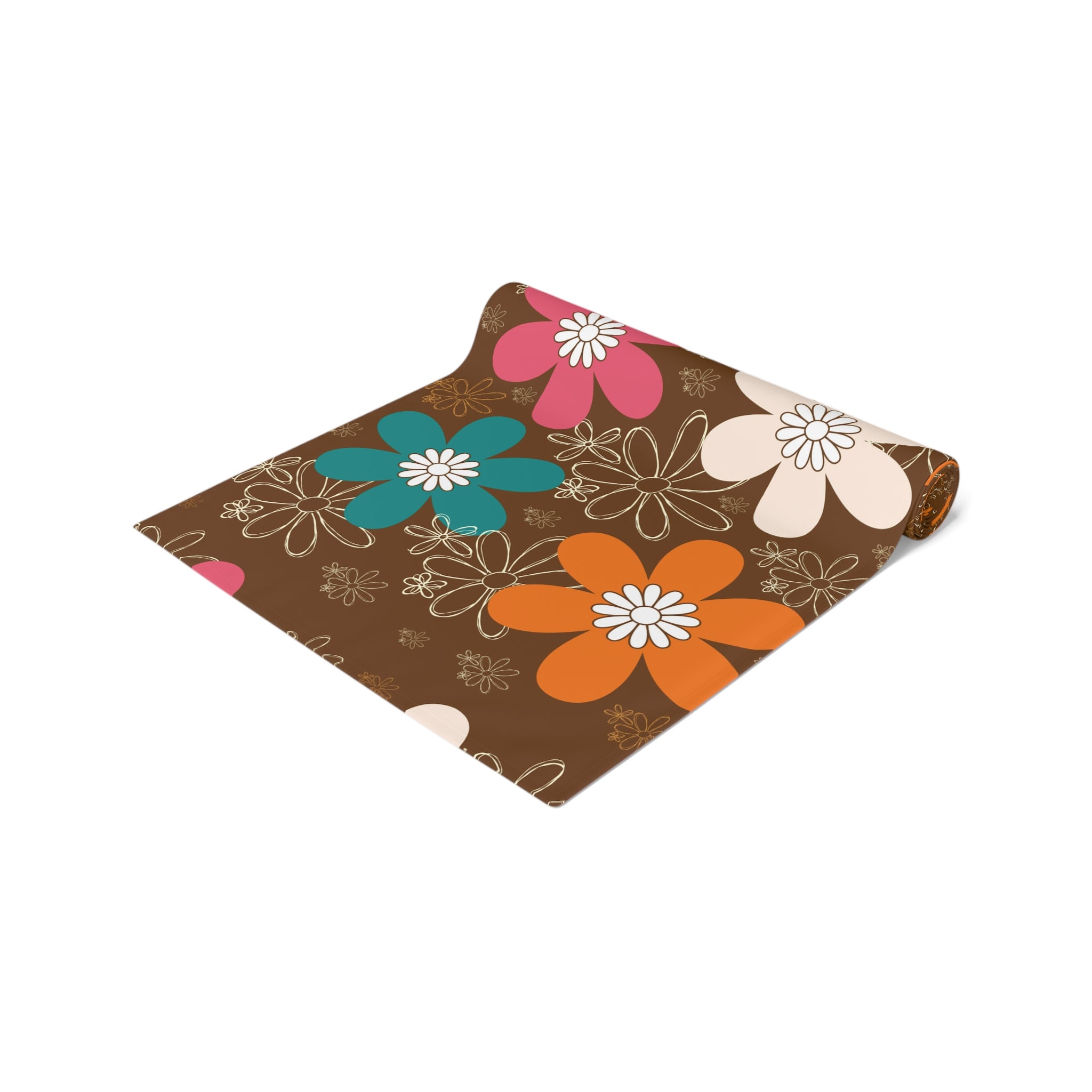 Retro Groovy Flower Power Mid Mod Brown Orange Teal Floral - Mid Century Modern Gal