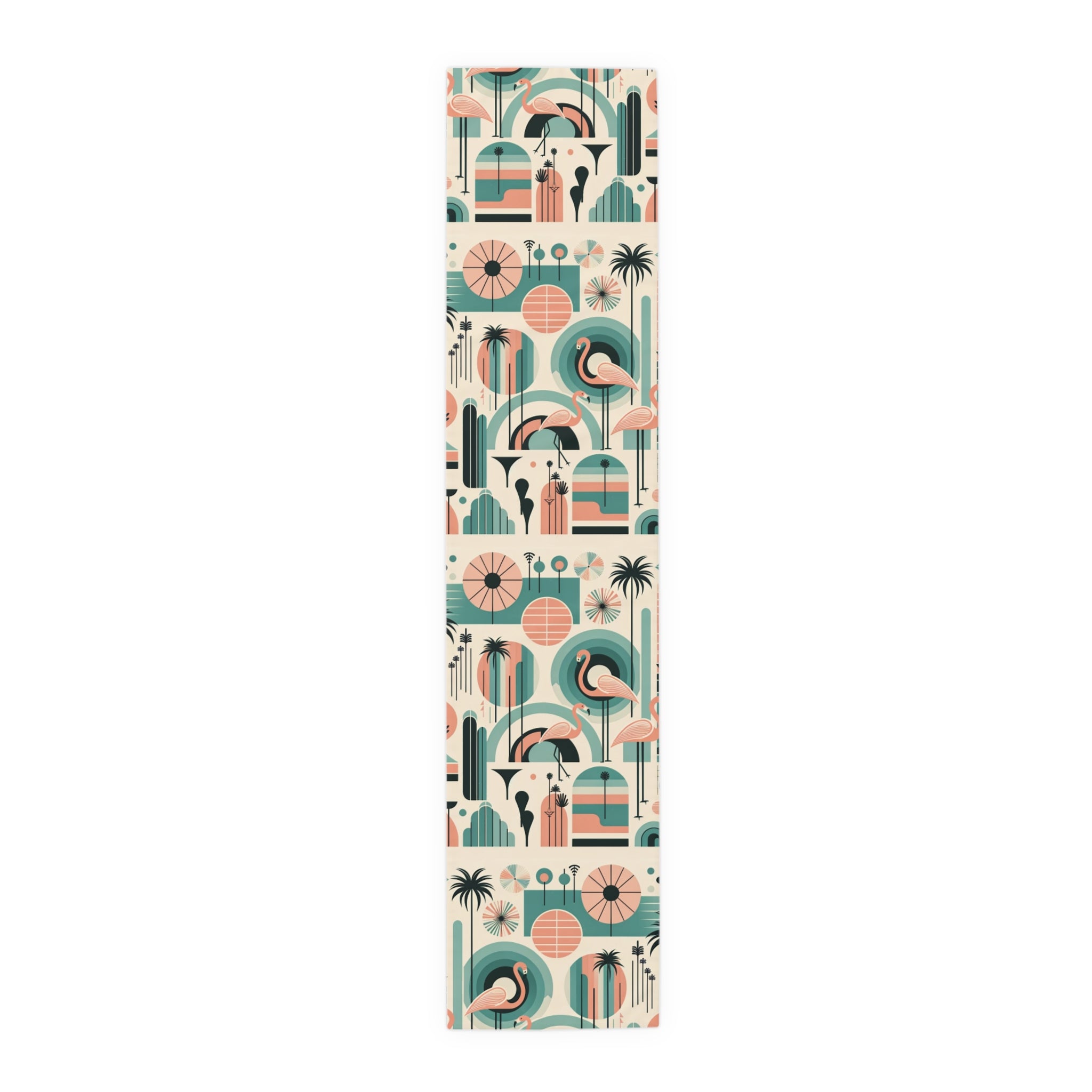 Palm Springs California Flamingo Mid Century Modern Pink, Aqua, MCM Table Runner - Mid Century Modern Gal
