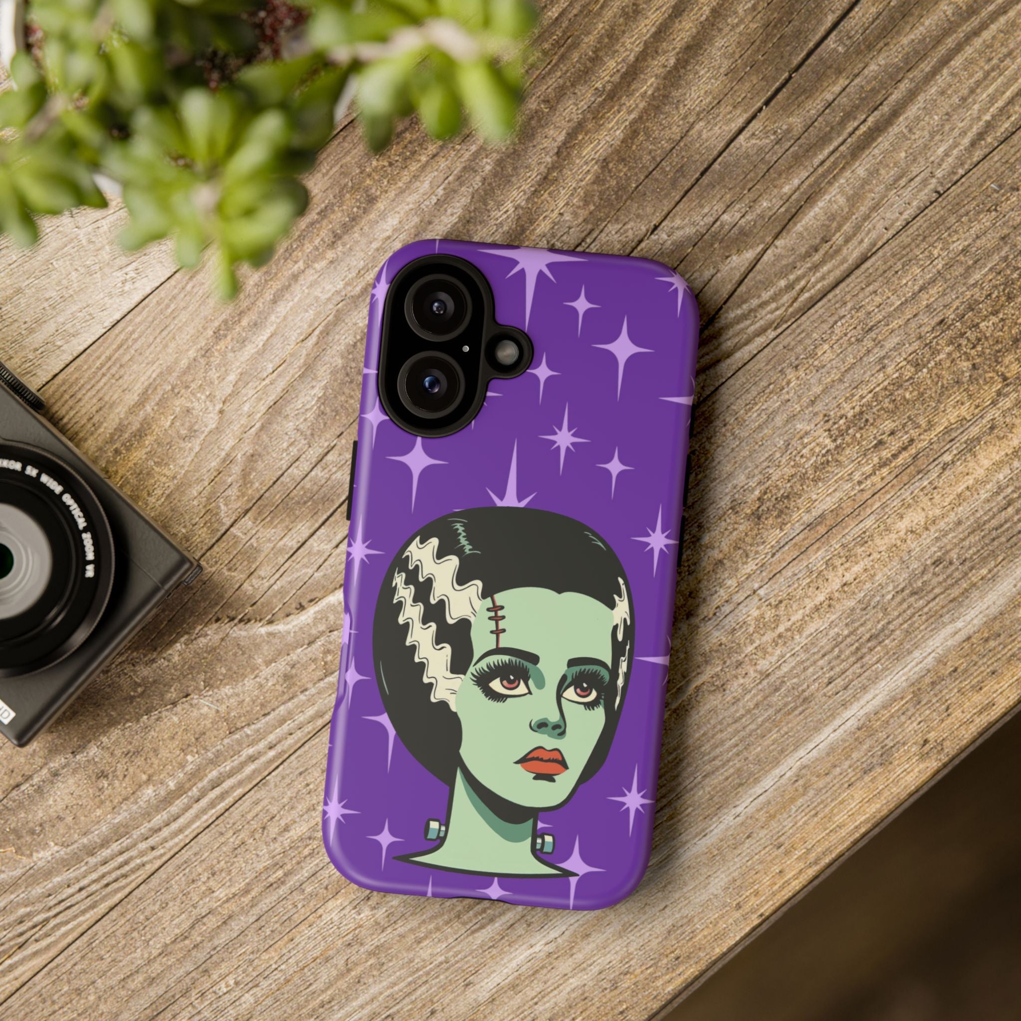 Bride of Frankenstein Retro Mid Mod Horror Buff Purple Halloween Tough Phone Case