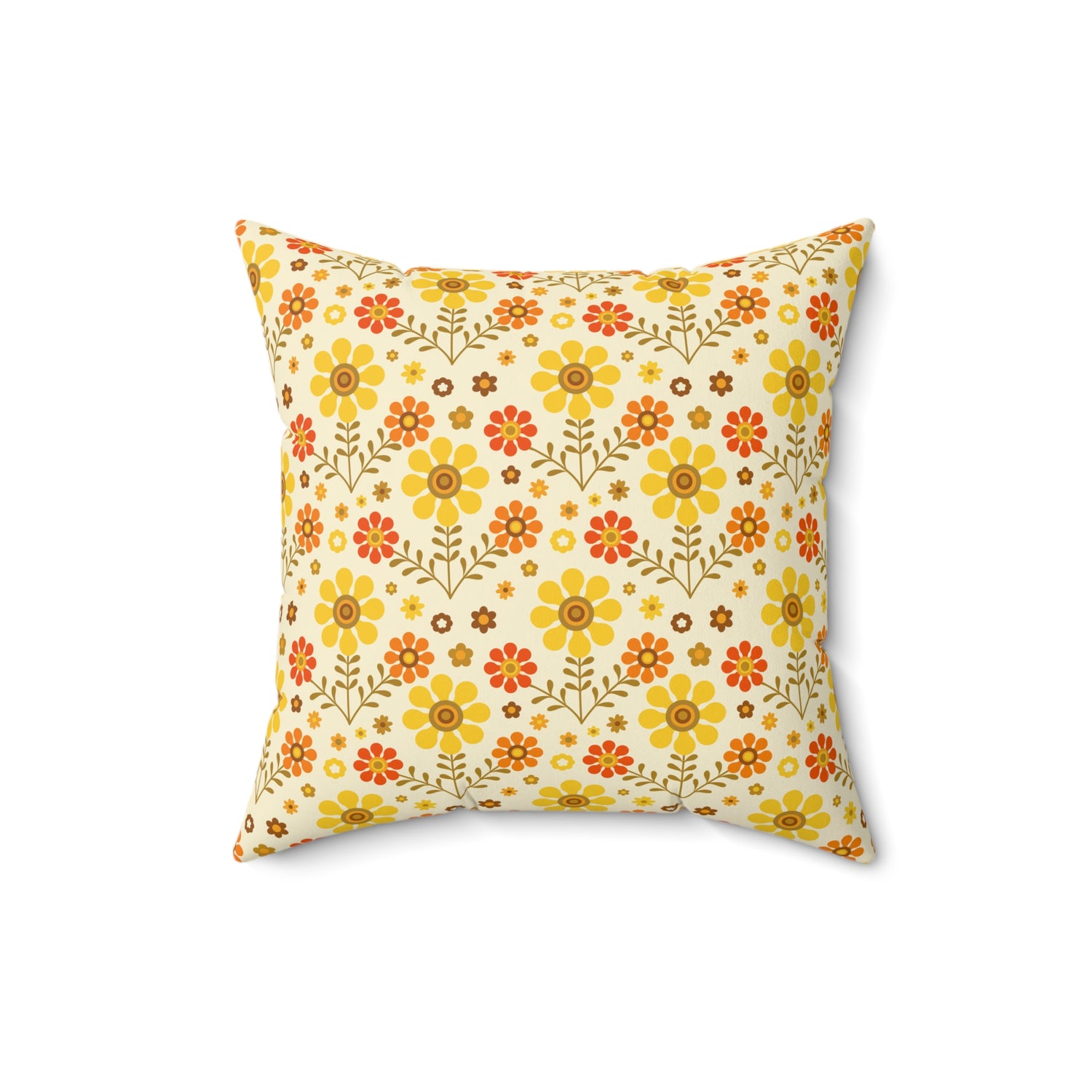 70s Mod Daisy Floral Retro Orange, Yellow Groovy Pillow Cover And Insert - Mid Century Modern Gal