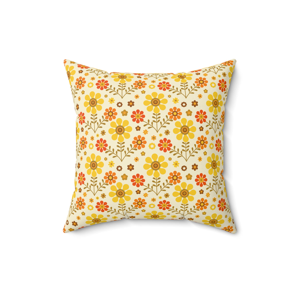 70s Mod Daisy Floral Retro Orange, Yellow Groovy Pillow Cover And Insert - Mid Century Modern Gal