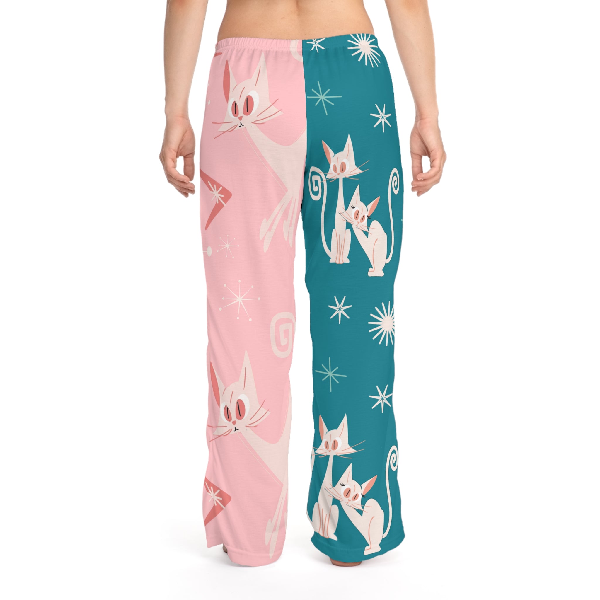 Atomic Kitties, Cat Mom, Crazy Cats, Kitschy Fun Lounge Pants Mid Century Modern Women&