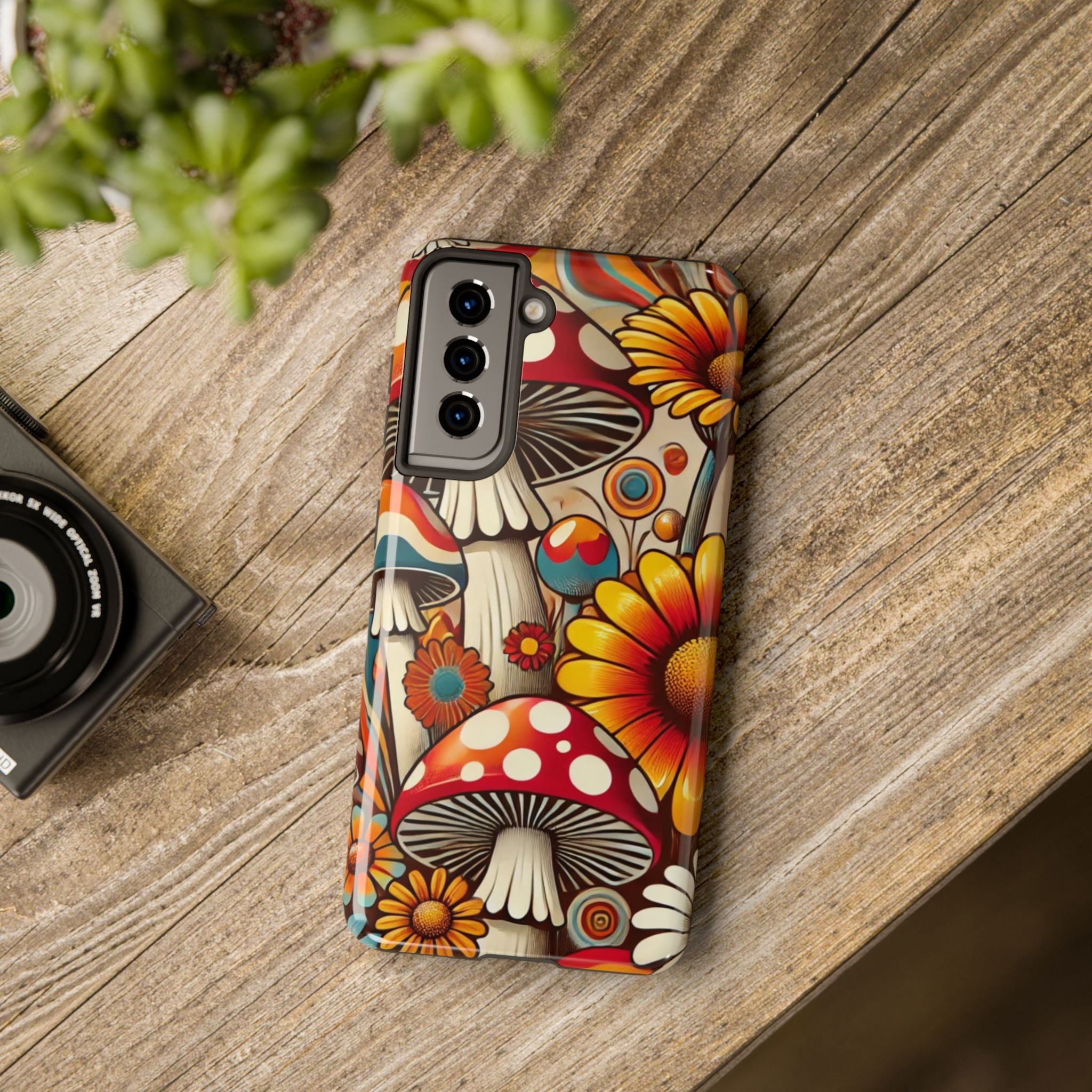 Bohemian Floral Mushroom Tough Phone Case - Trendy Protection for Nature Lovers