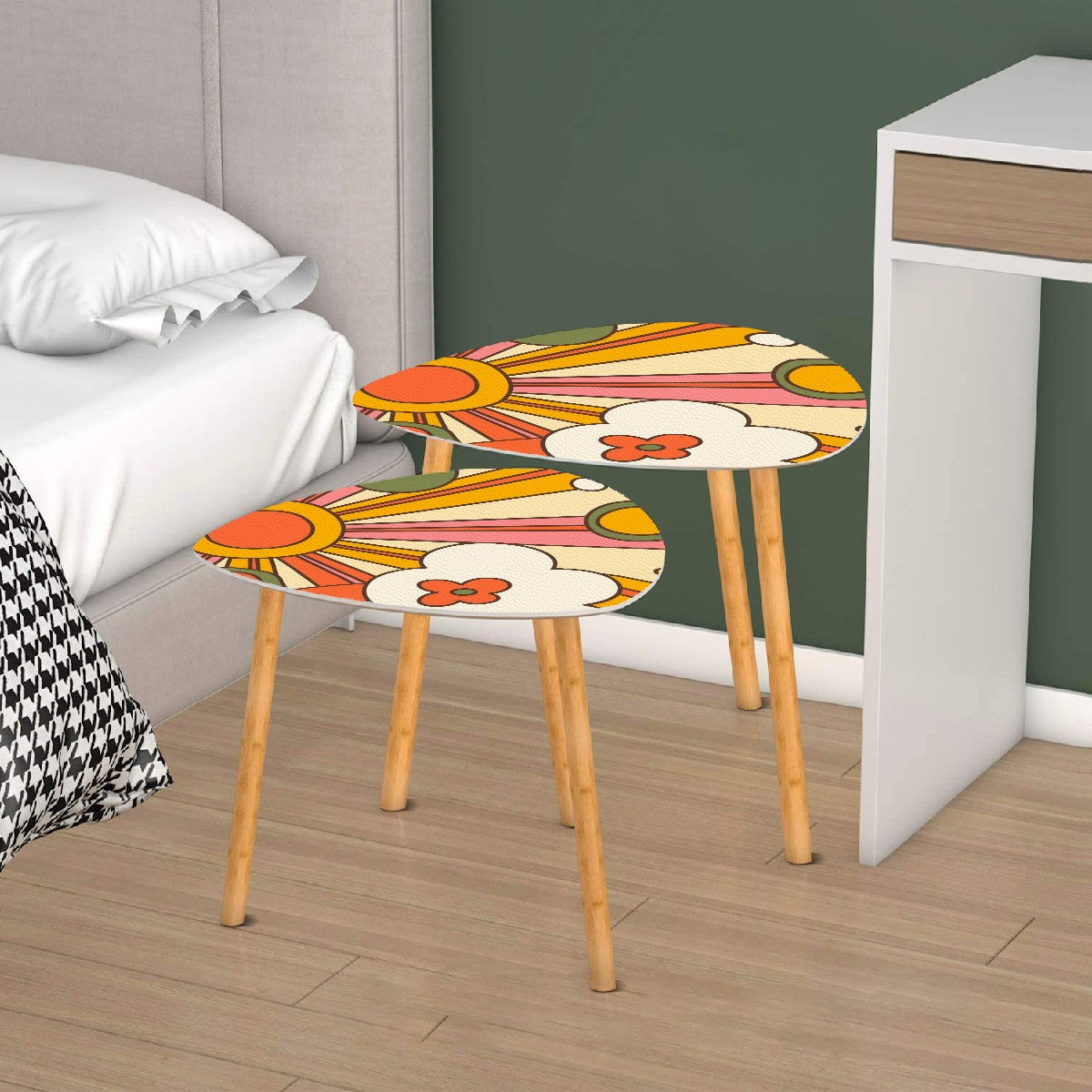 1970s Groovy Sun Retro Mod Set Of Two Nesting Tables - Mid Century Modern Gal