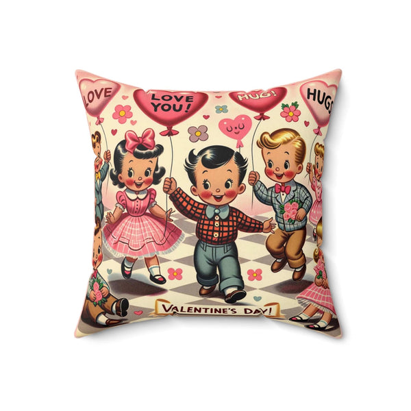 Kitschy Cute Valentine Vintage Mid Mod 50's Kids, Retro Valentine Love Pillow And Insert