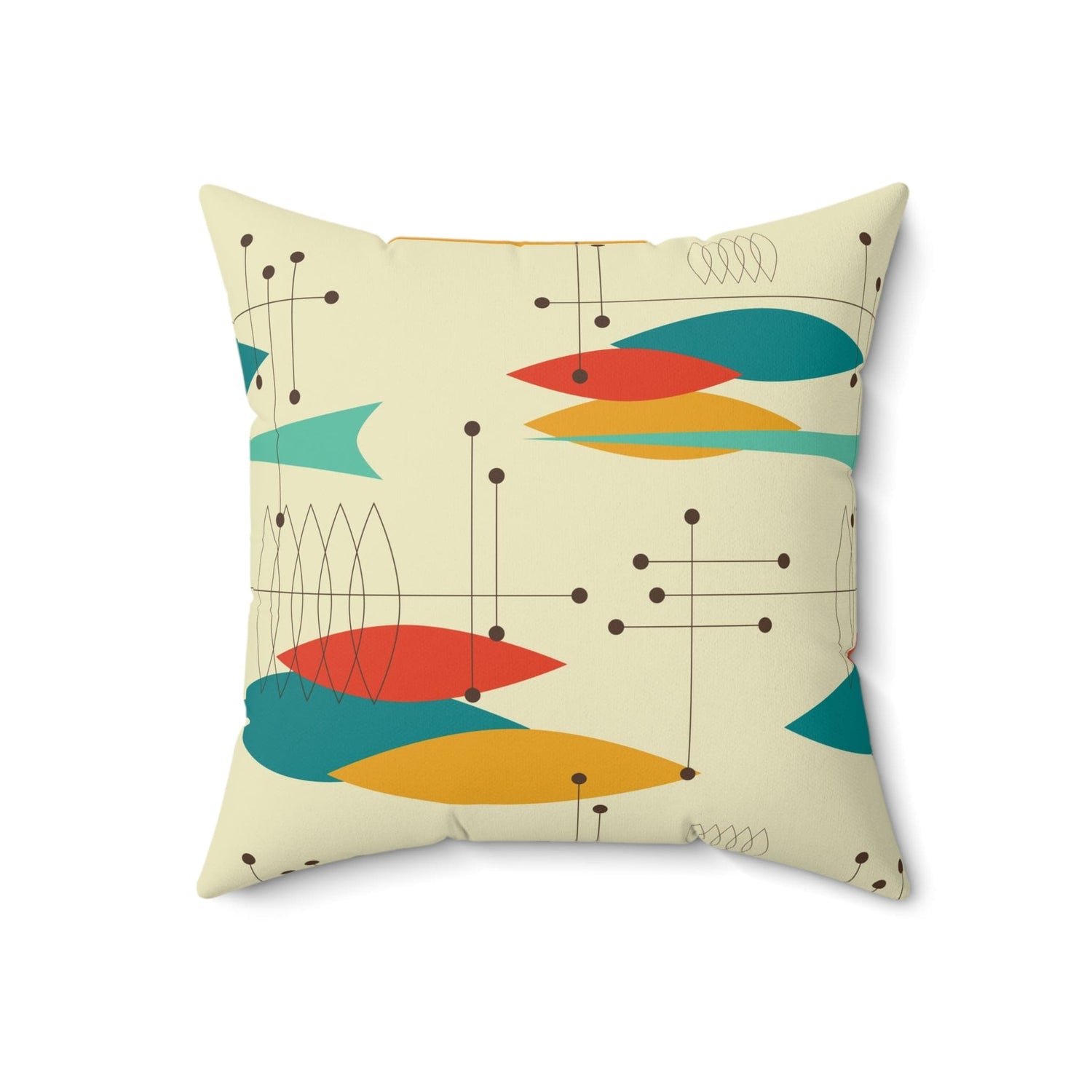 Mid Century Modern Oval Abstract, Mid Mod Palm Spring Cali Style, Pillow And Insert Home Decor 18" × 18"