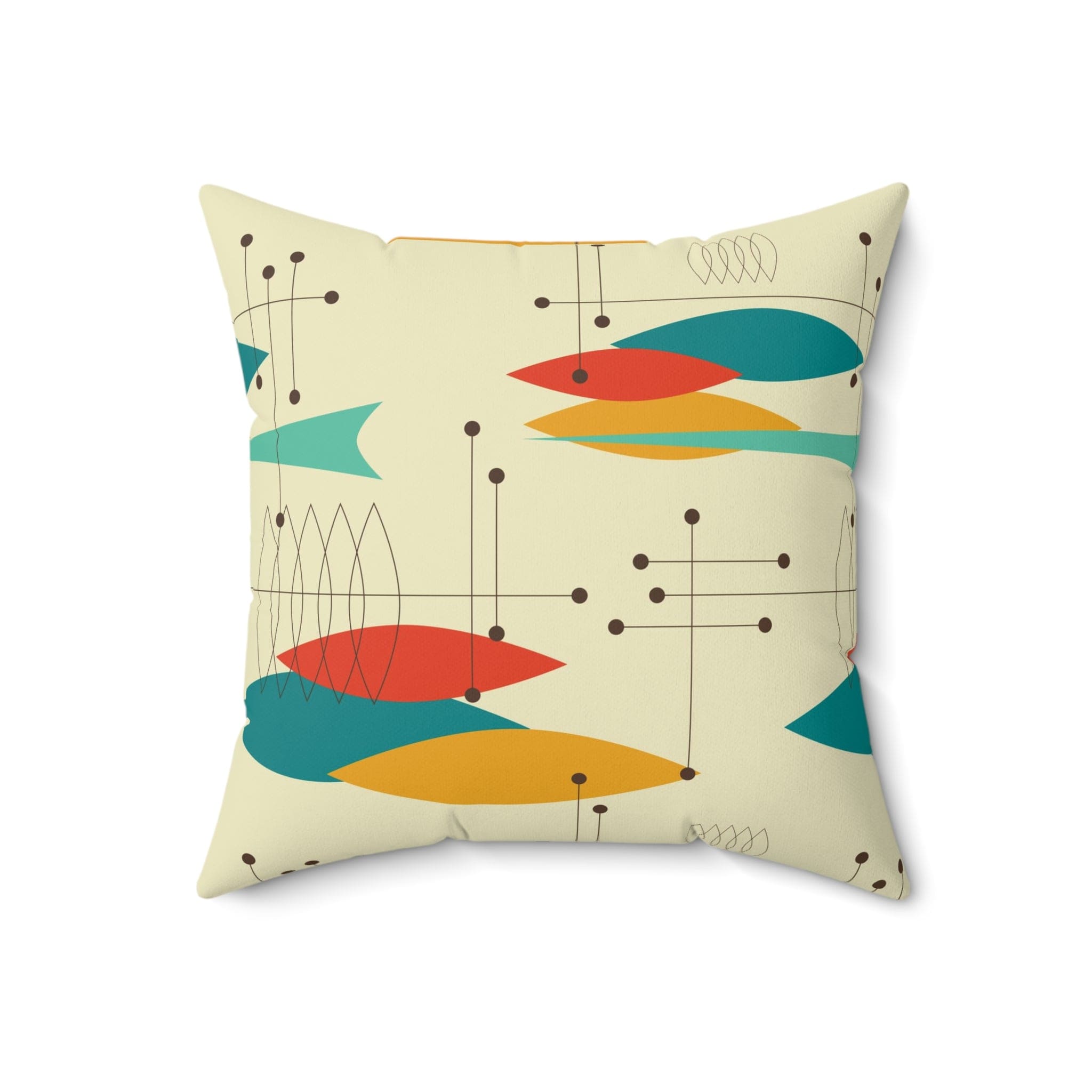 Mid Century Modern Oval Abstract, Mid Mod Palm Spring Cali Style, Pillow And Insert Home Decor 18" × 18"