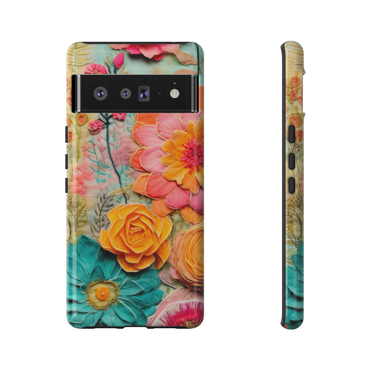 Boho Retro Floral Faux Pressed Flowers Smart Phone Tough Phone Cases