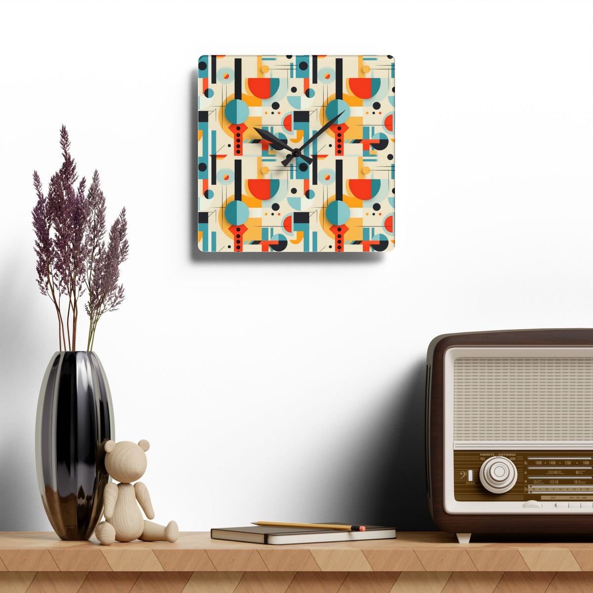 Mid Century Modern Bauhaus Designed MCM Acrylic Wall Clock - Mid Century Modern Gal