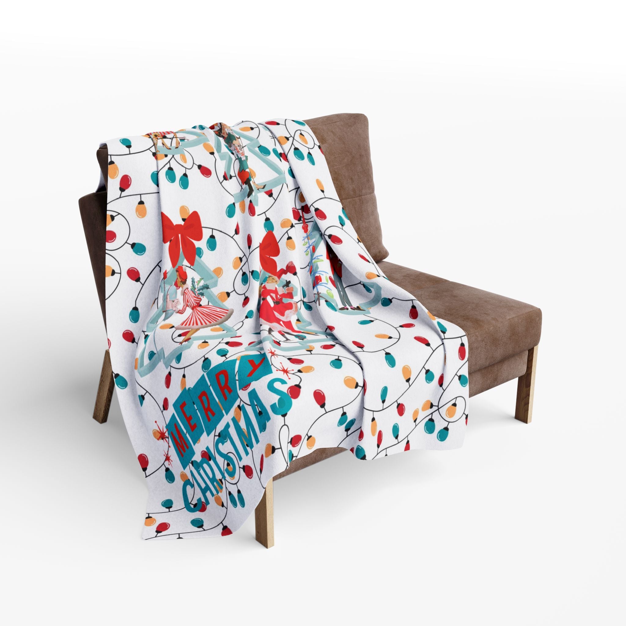 Festive Merry Christmas Arctic Fleece Blanket, Cozy Winter Decor, Holiday Gift, Christmas Throw, Seasonal Home Accent - Mid Century Modern Gal