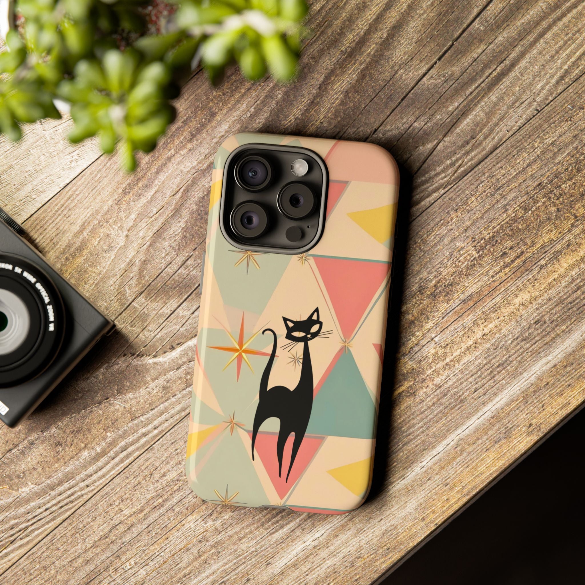 Atomic Cat Mid Mod Retro Cat Phone Case | Tough Cases with Vintage Vibe | Ideal for Cat Lovers