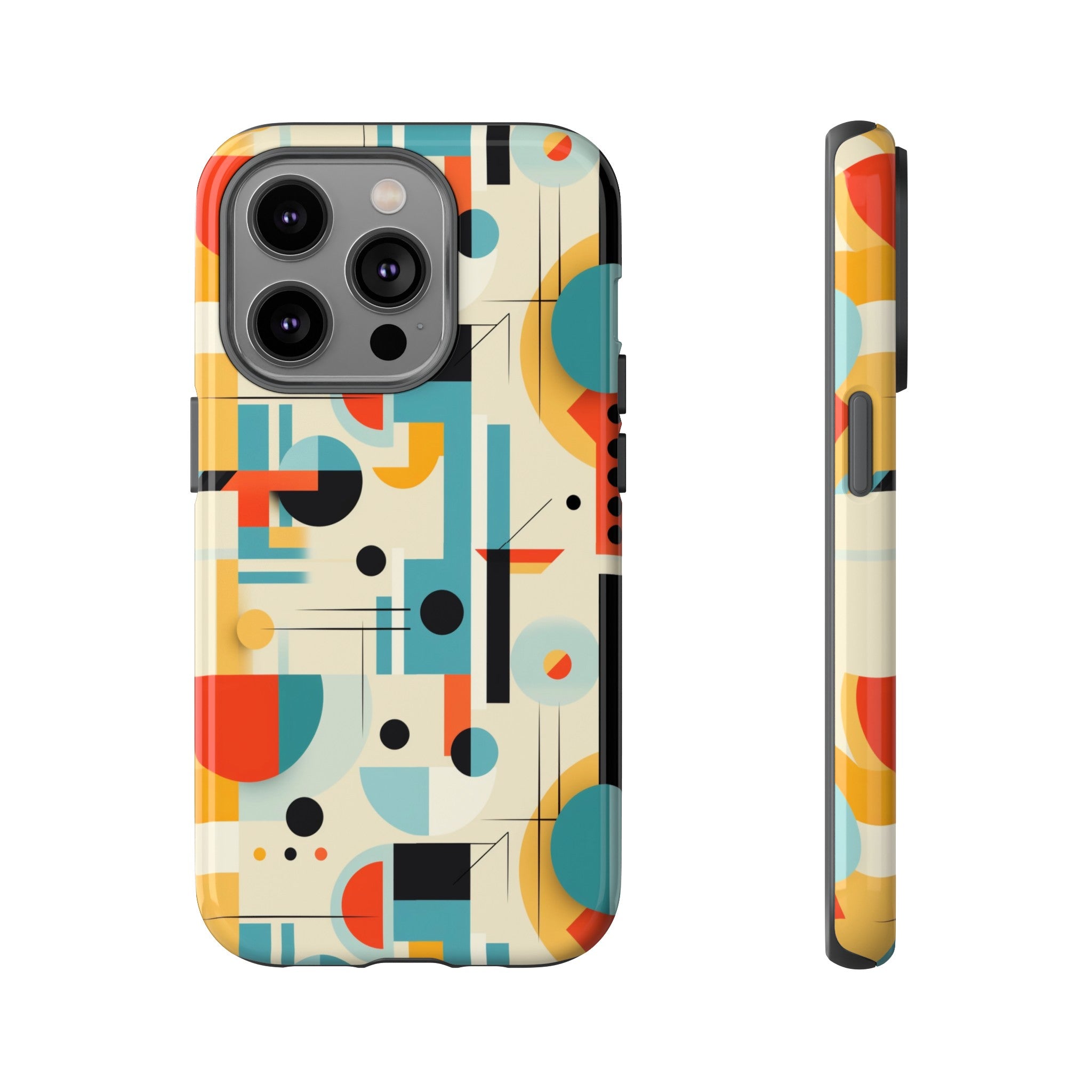 Bauhaus Designed Mid Mod Geometric Groovy Smart Phone, iPhone, Samsung Compatible Tough Cases