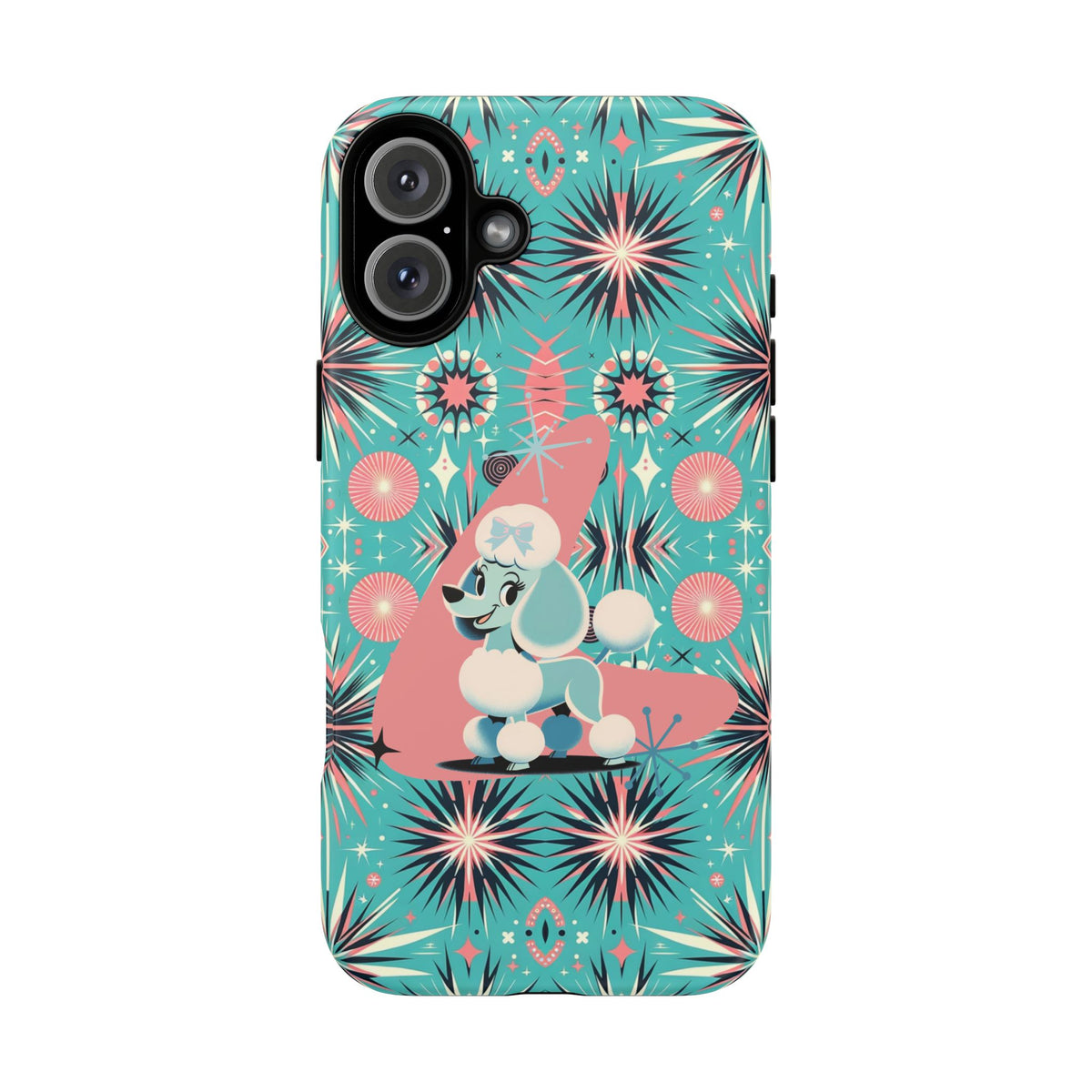 1950s Mid Century Modern Atomic Pink, Poodle Retro Smart Phone Tough Cases