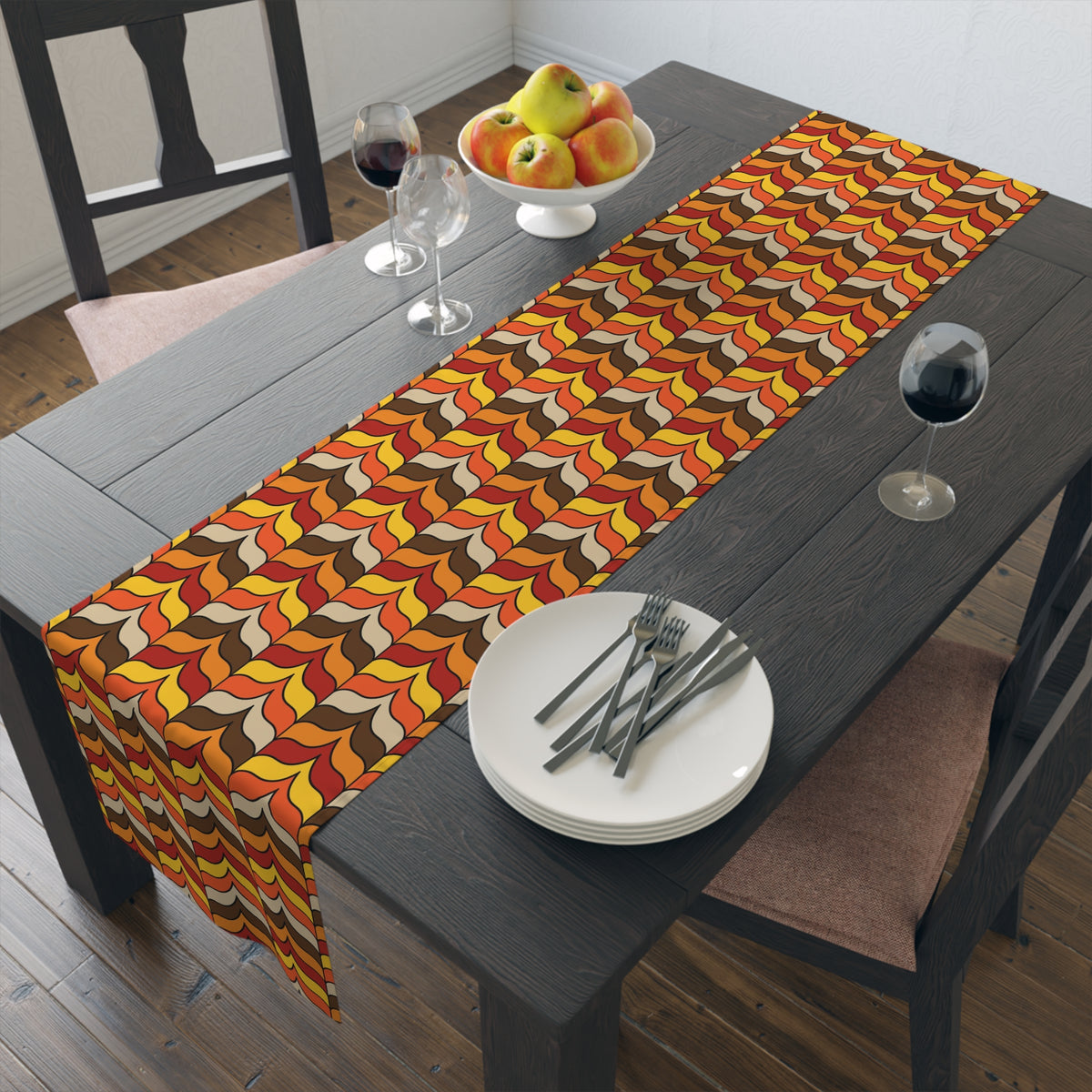Retro Scandinavian Designed Mid Mod Colorful Geometric Table Runner - Mid Century Modern Gal