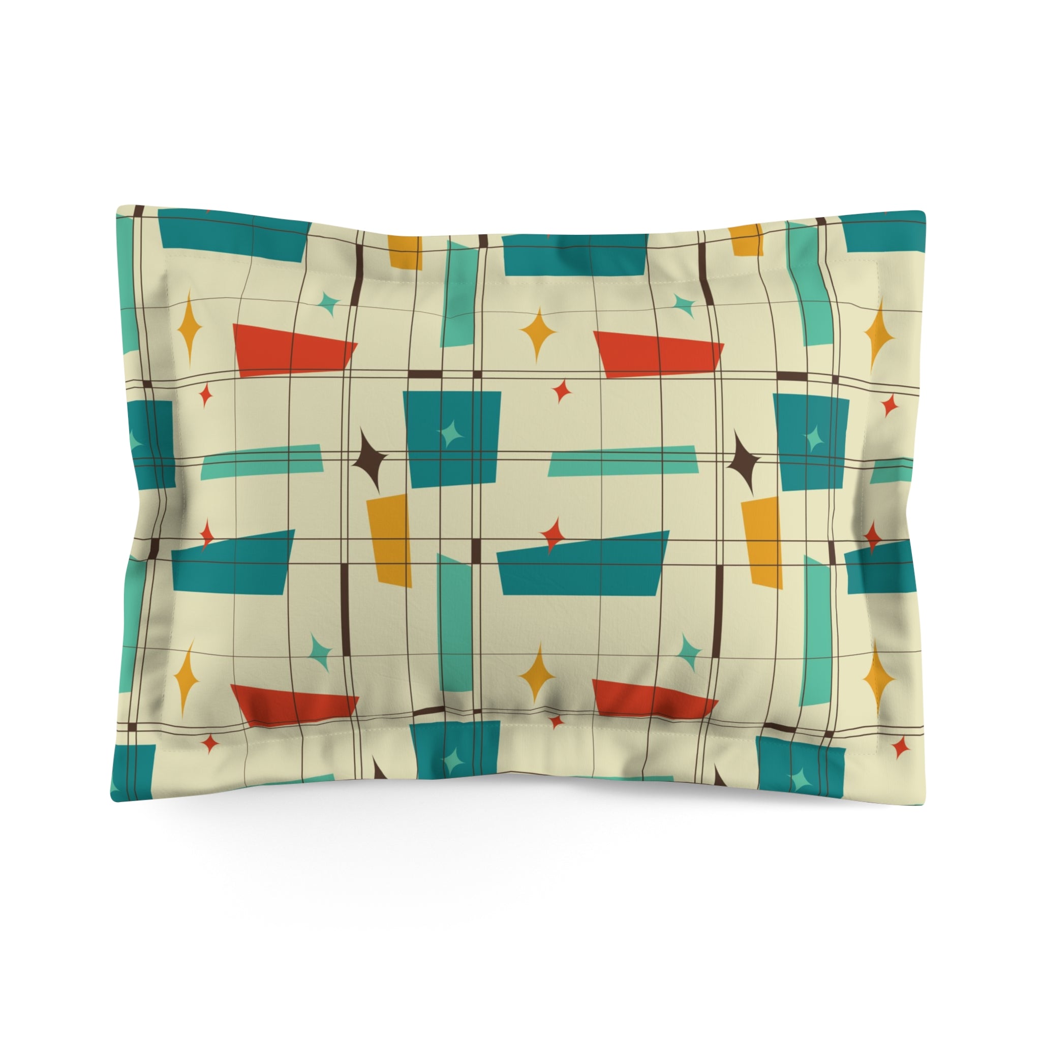 Atomic 50s Geometric Starburst Retro MCM Microfiber Pillow Sham - Mid Century Modern Gal
