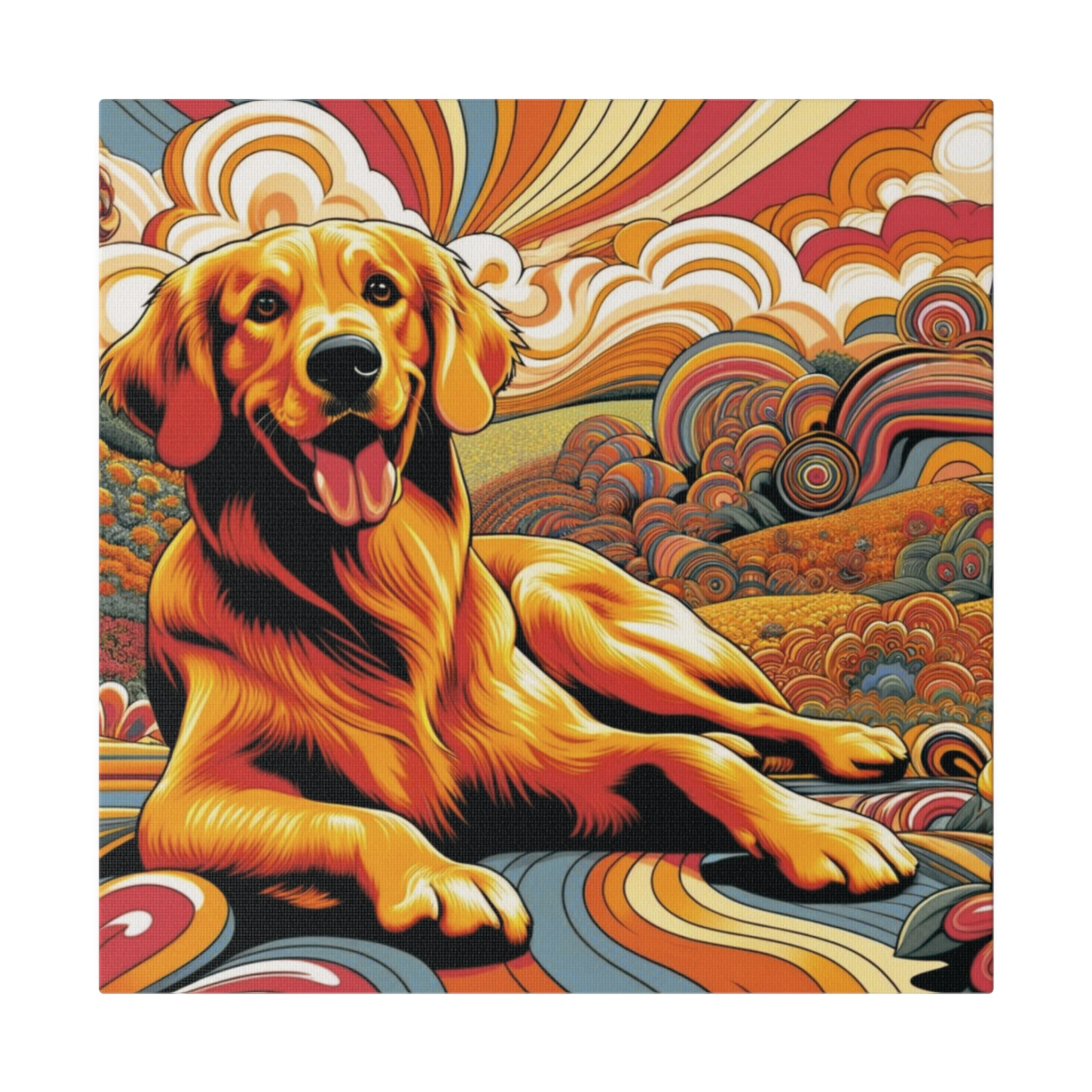 Golden Retriever Gift, Retro Wall Art, Groovy Hipster Style Mod, Golden Mom Dog Lover Wall Art - Mid Century Modern Gal