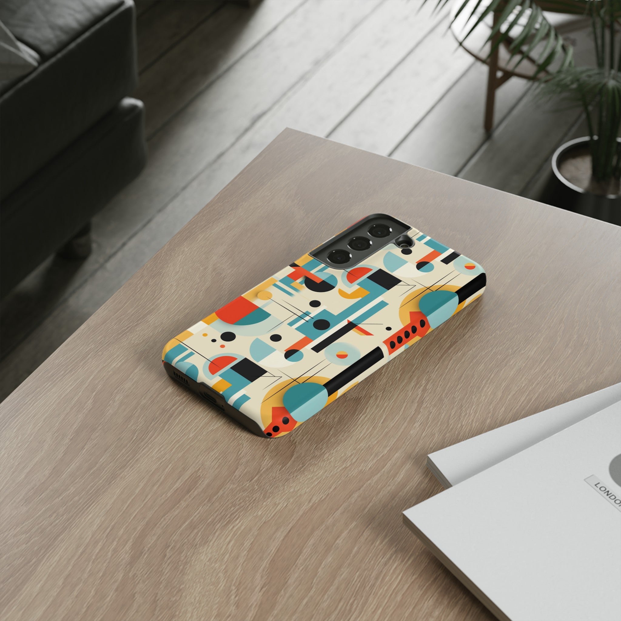 Bauhaus Designed Mid Mod Geometric Groovy Smart Phone, iPhone, Samsung Compatible Tough Cases - Mid Century Modern Gal