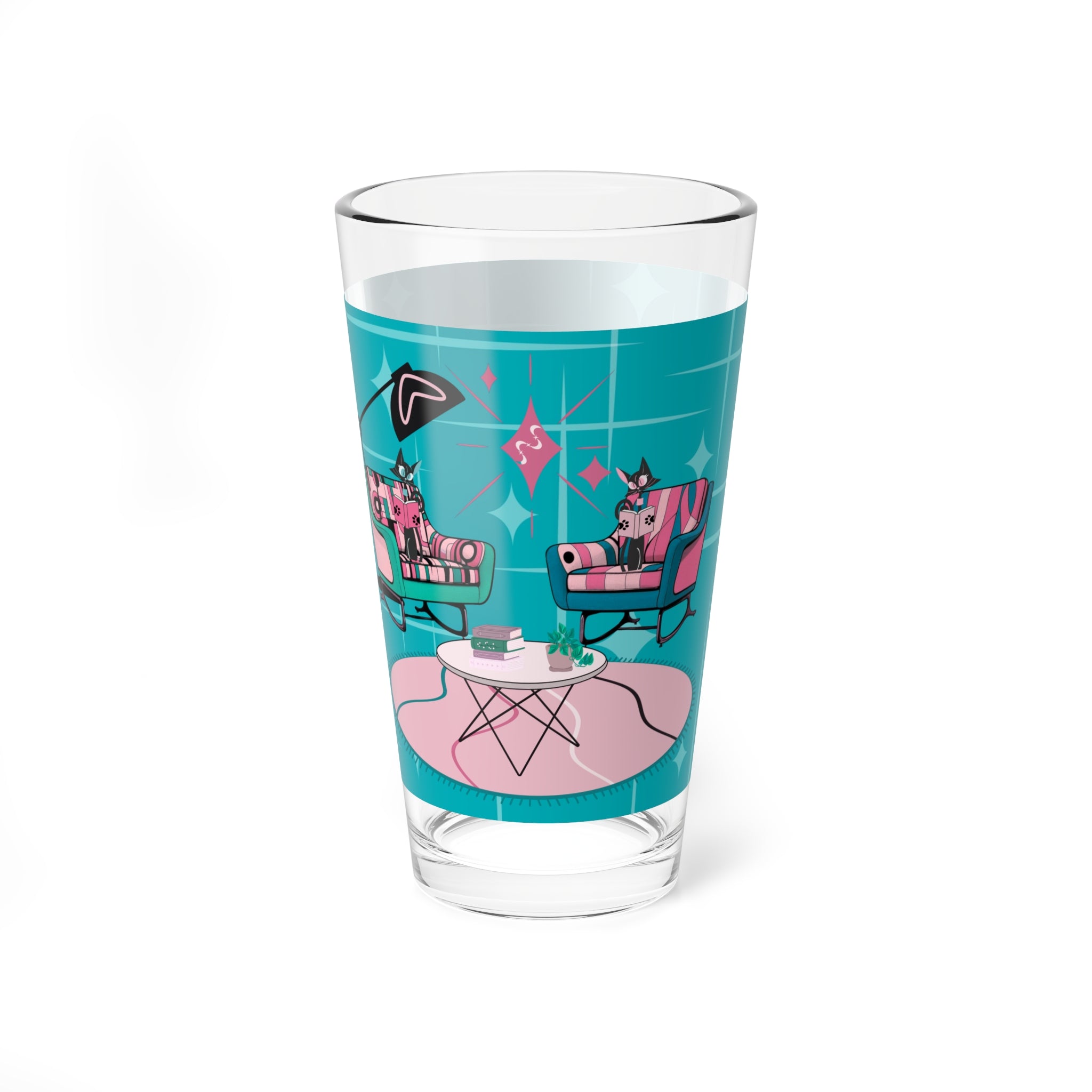 Atomic Cat Mid Century Modern Barware Book Gals, Book Club Retro Glassware - Mid Century Modern Gal