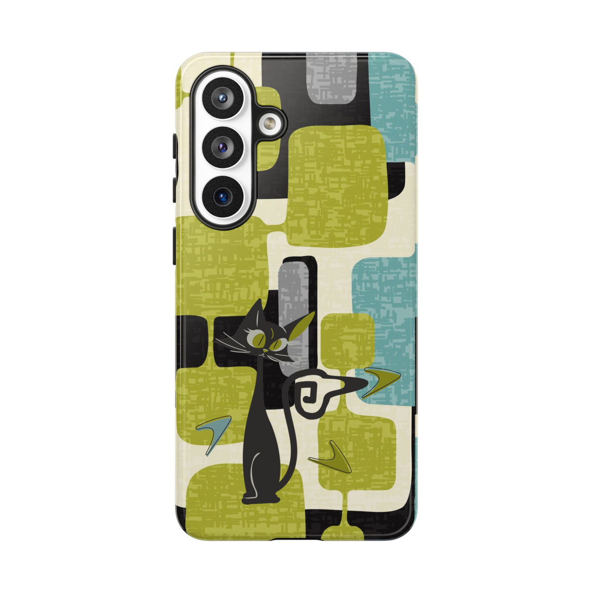 Mid Century Modern Geometric Kitschy Cat, Boomerang Retro Smart Phone Tough Cases
