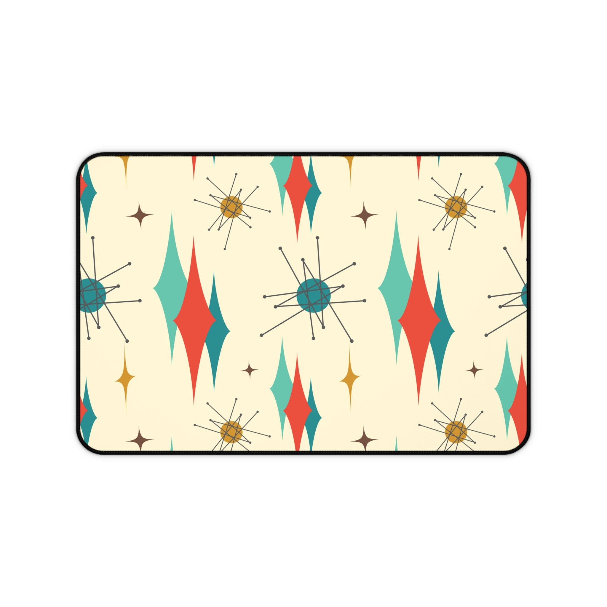 Franciscan Starburst Mid Century Modern Retro-Inspired Desk Mat with Geometric Print - Stylish Workspace Decor - Mid Century Modern Gal