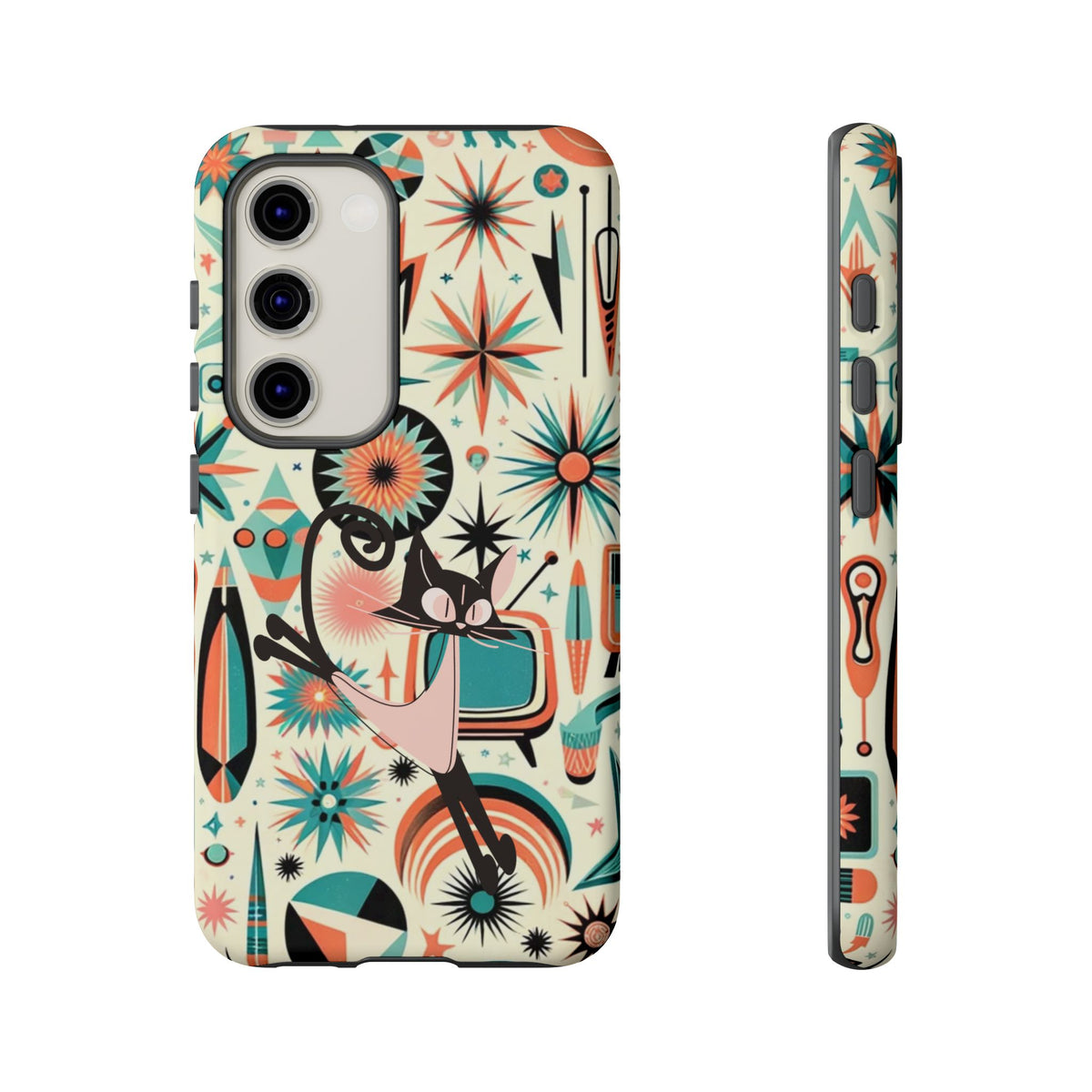 Atomic Kitty Boomerang Space Kitty Mid Century Modern Samsung, Smart Phone, Tough Cases - Mid Century Modern Gal