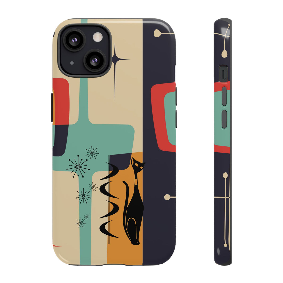 Mid Century Modern, Geometric, Atomic Cat Groovy Smart Phones Tough Phone Cases