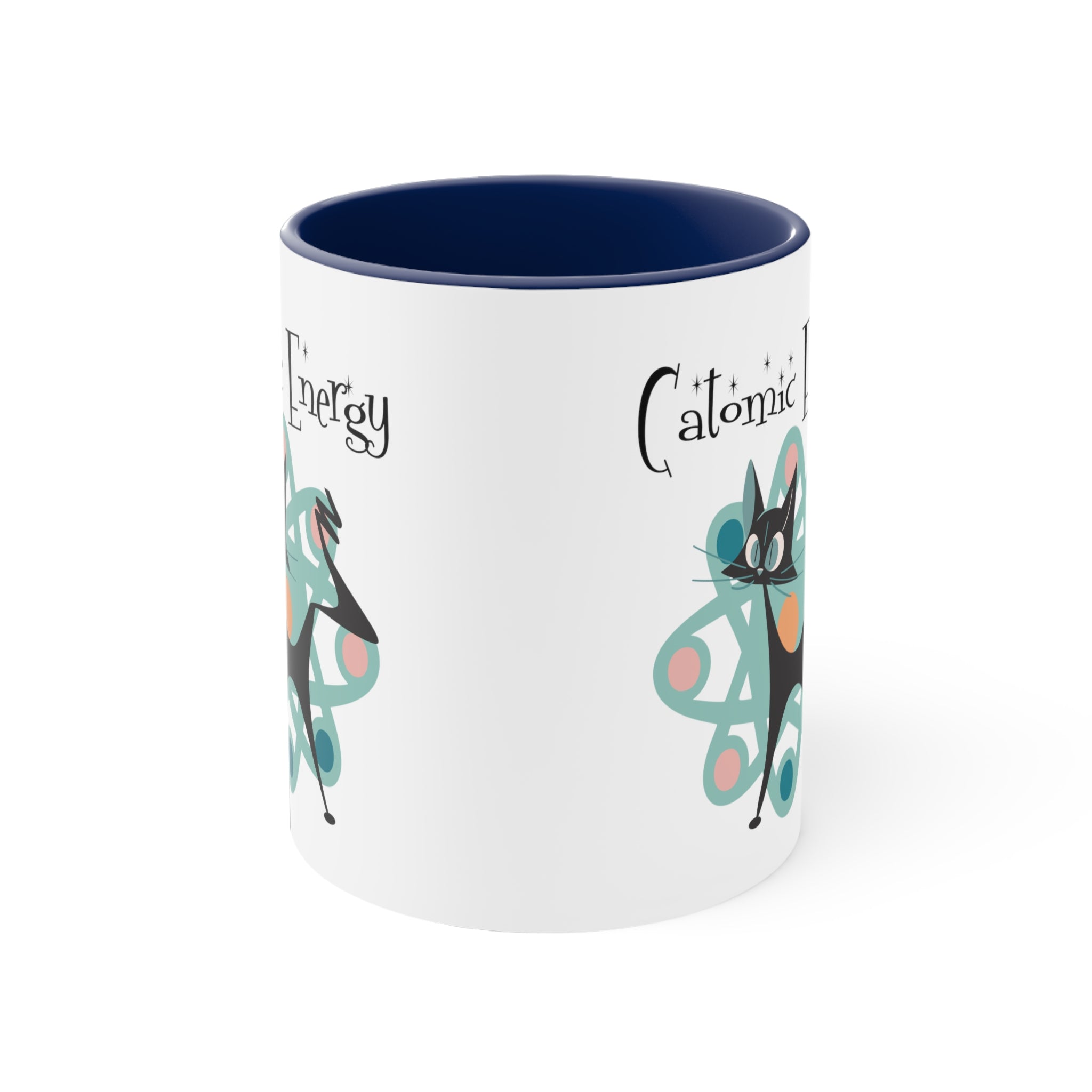 Atomic Cat Coffee Mug, Funny, Quirky Mid Century Modern Atom, Space Age Catomic Energy Coffee Lover Coffee Mug Gift - Mid Century Modern Gal