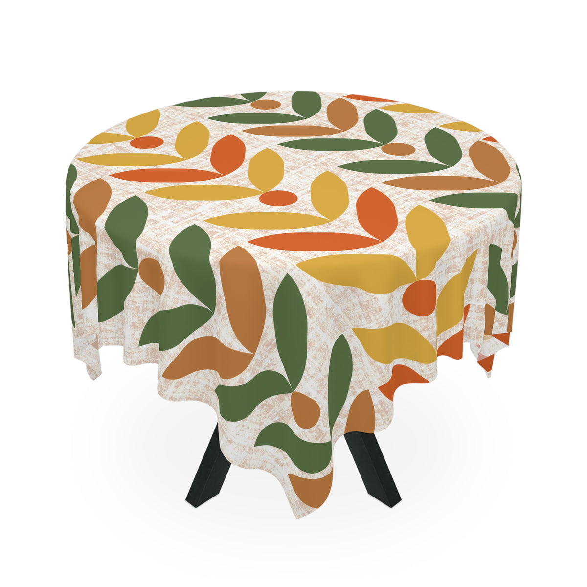 Retro Modern Danish Scandinavian Floral Orange, Yellow, Camel Brown And Floral Design for Dining Room Decor - Mid Century Modern Gal