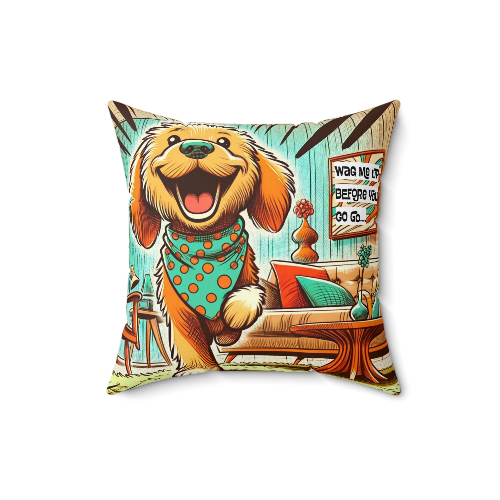 Golden Doodle Dog Lover, Funny Kitschy Mid Century Modern Style, Pillow And Insert - Mid Century Modern Gal