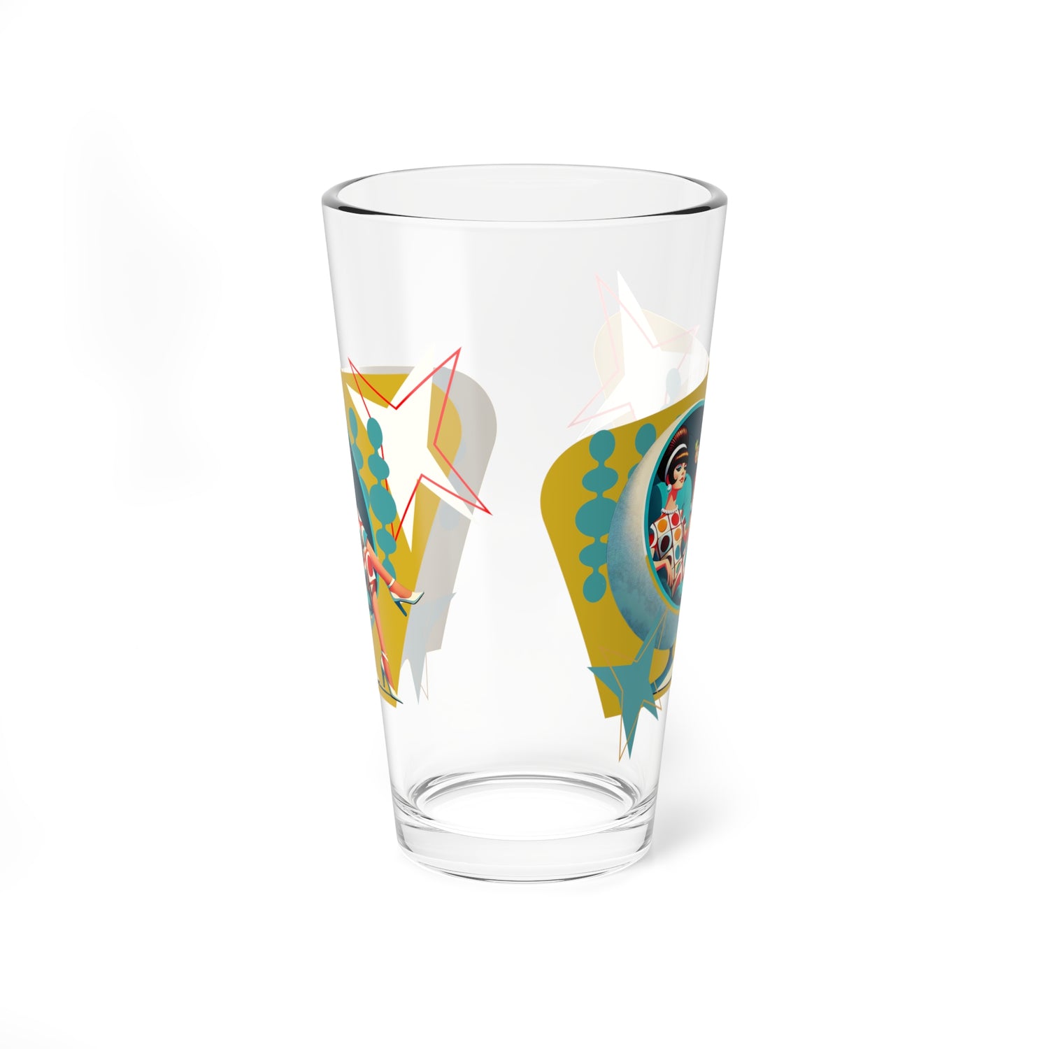 Mod 60s Groovy Gal, Mid Century Modern Retro Cocktail, Mocktail Glass - Mid Century Modern Gal