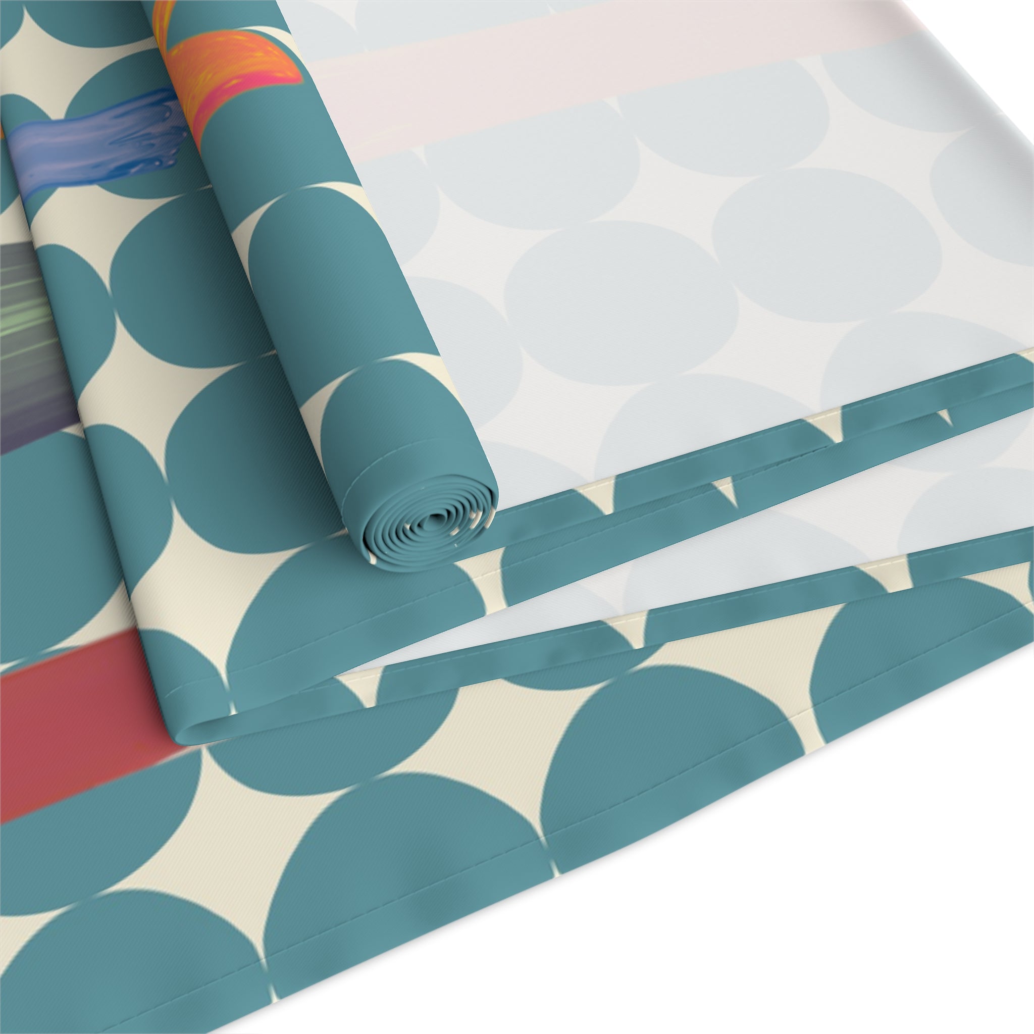 Mid Century Modern Swung Glass Retro Dots, Colorful Patterned Table Runner for Festive Dining - Mid Century Modern Gal
