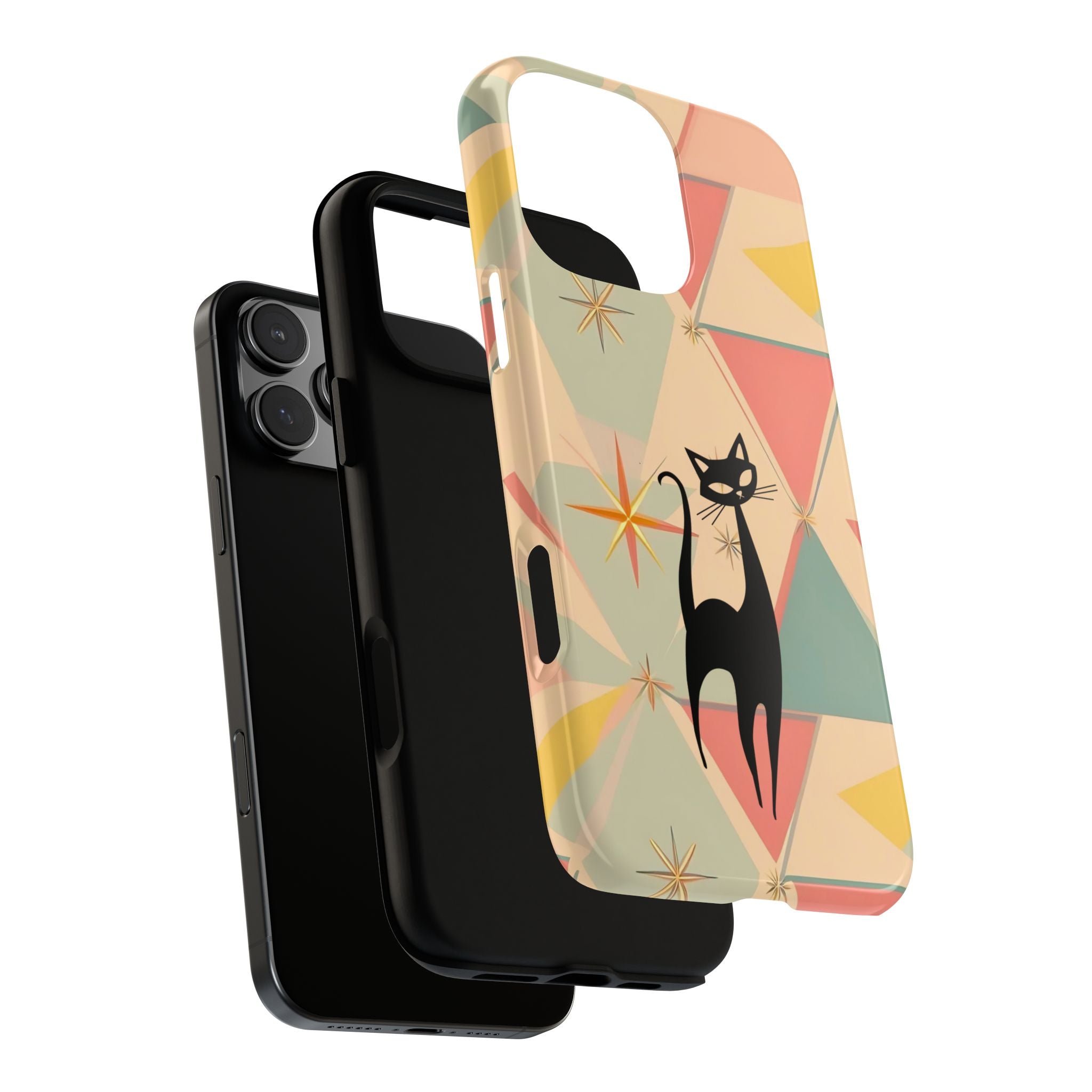 Atomic Cat Mid Mod Retro Cat Phone Case | Tough Cases with Vintage Vibe | Ideal for Cat Lovers