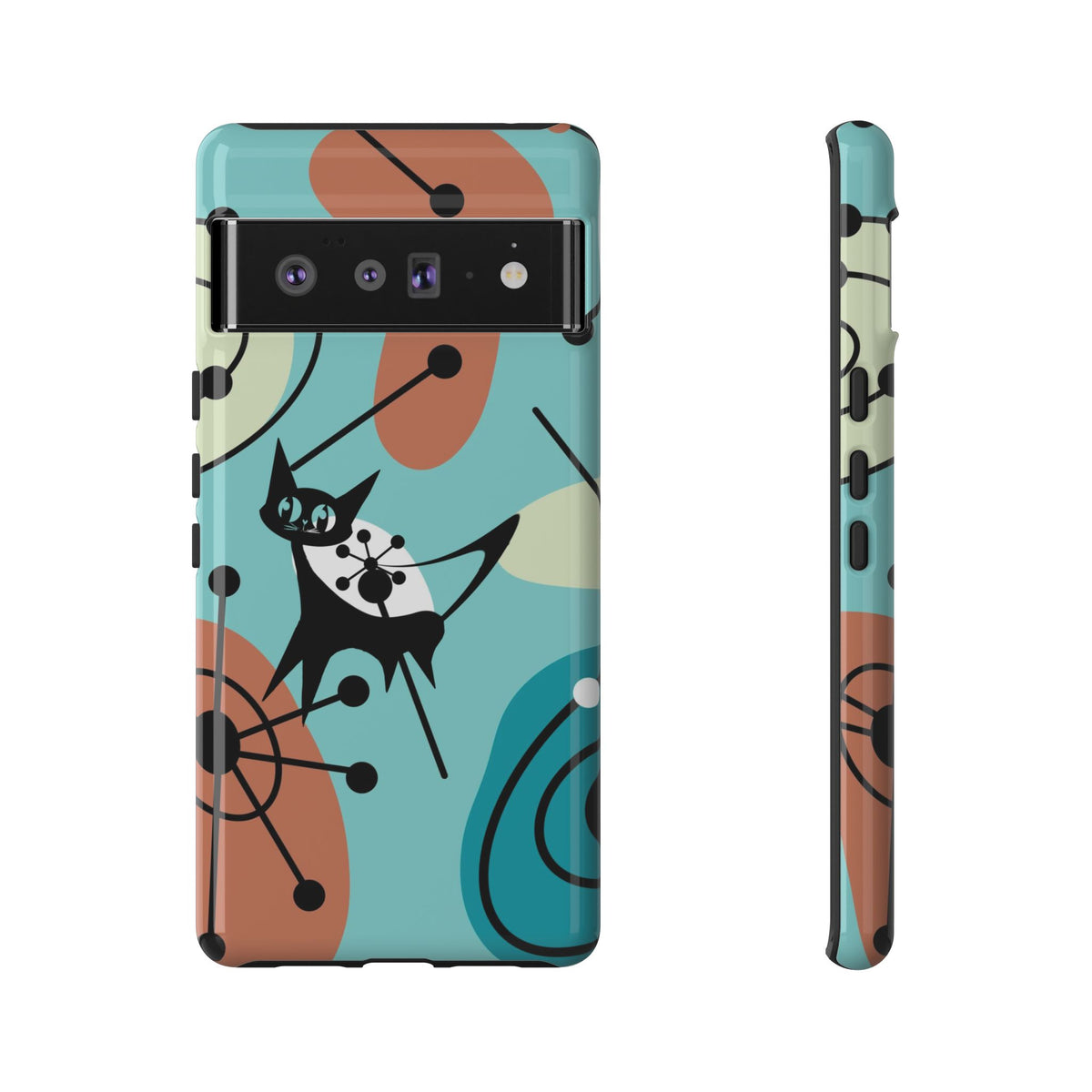 Atomic Kittie, Mid Century Modern Geometric Amoeba Retro Smart PhoneTough Phone