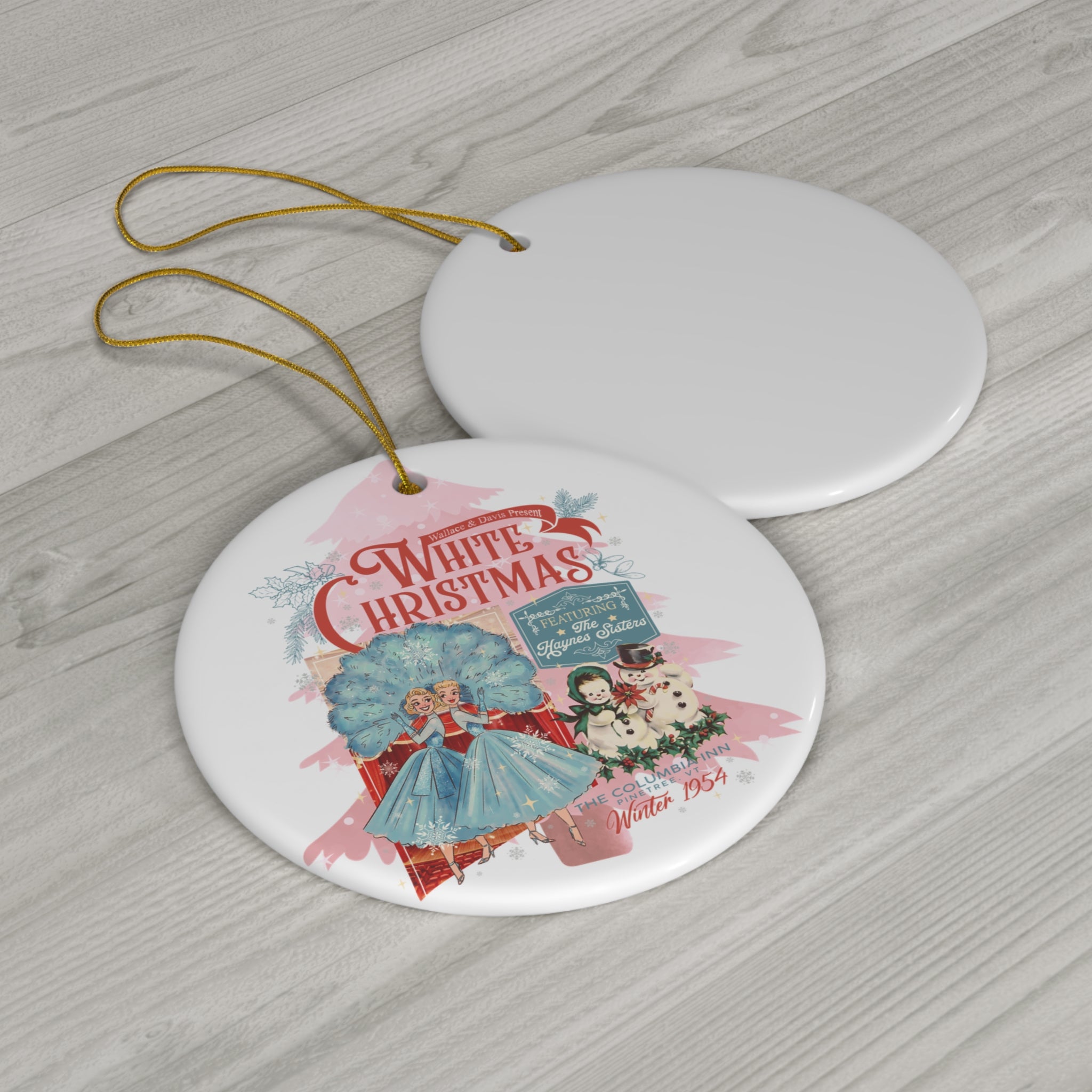 White Christmas Sister Sister, Vintage Christmas Ceramic Ornament, Retro Holiday Decor, Christmas Tree Decoration, Gift for Her - Mid Century Modern Gal
