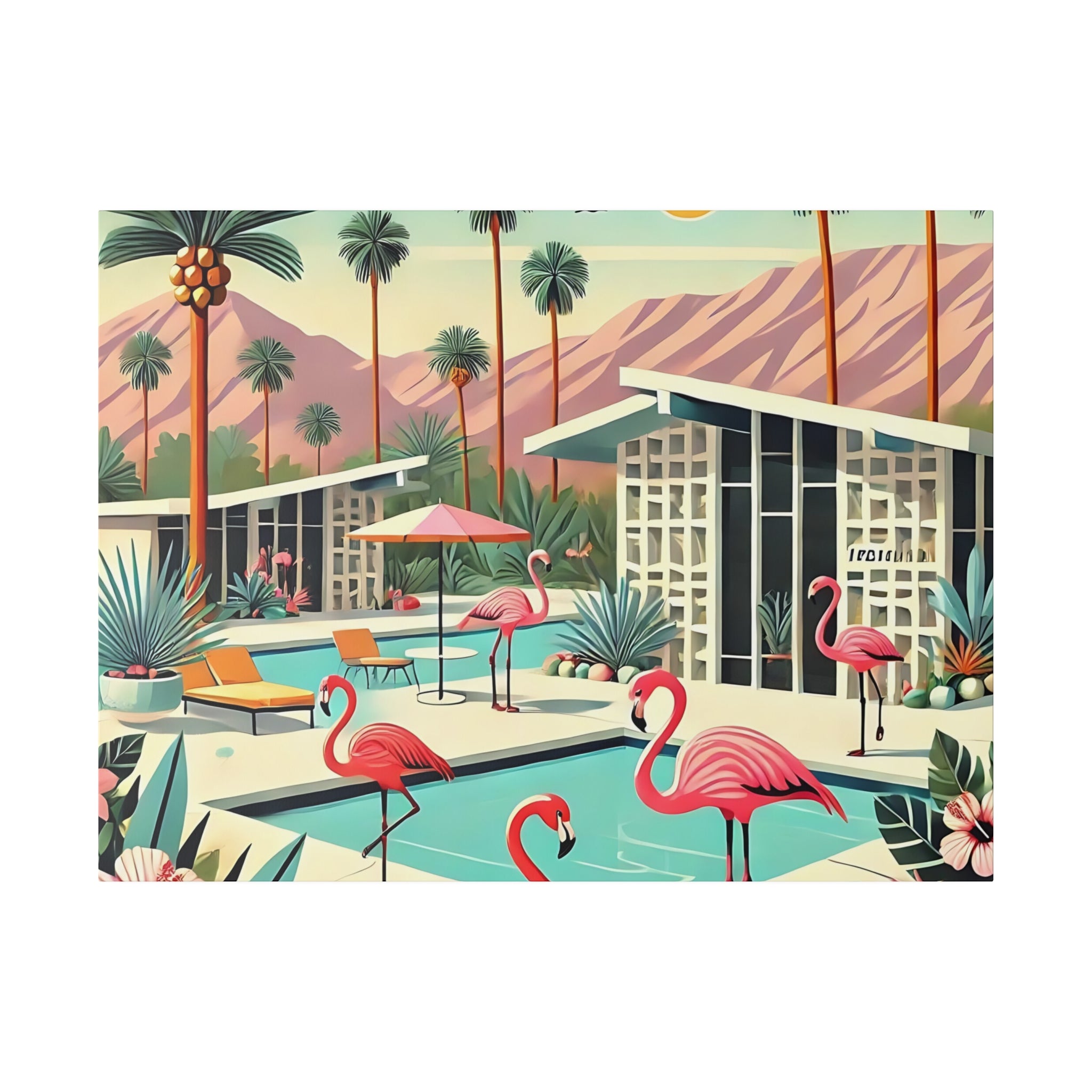 50s Mid Century Modern Wall Art, Palm Springs Flamingo Breeze Block MCM Art - Mid Century Modern Gal