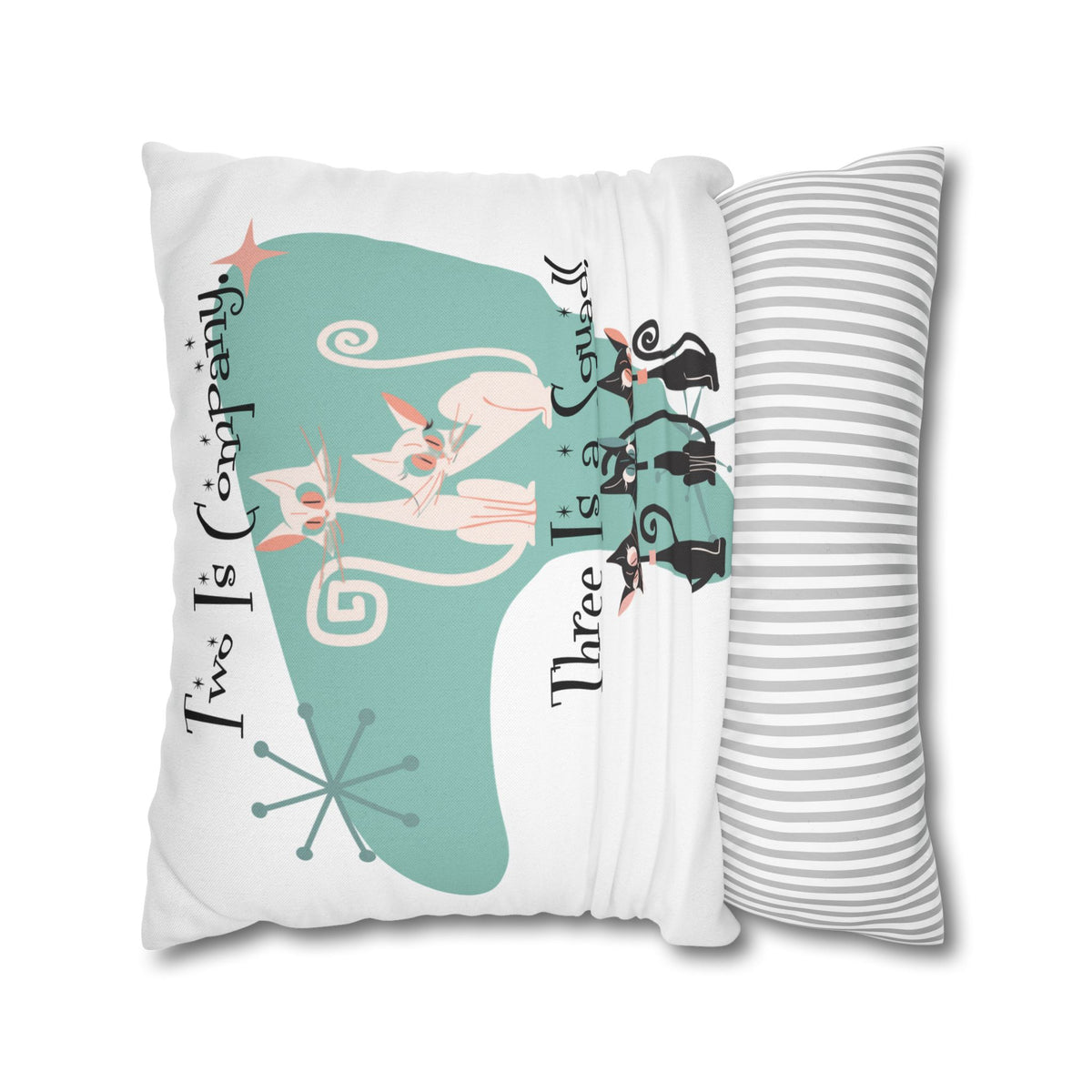 Atomic Kitschy Cats, Mid Mod Boomerang Family Co-worker Bestie Gifts Pillow Cover - Mid Century Modern Gal
