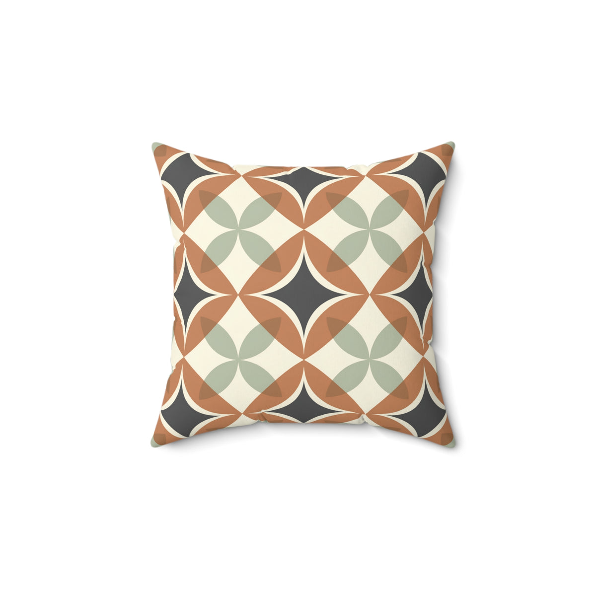 Mid Century Modern Interlocking Geometric, Terracotta Sage Charcoal Pillow Cover and Insert - Mid Century Modern Gal