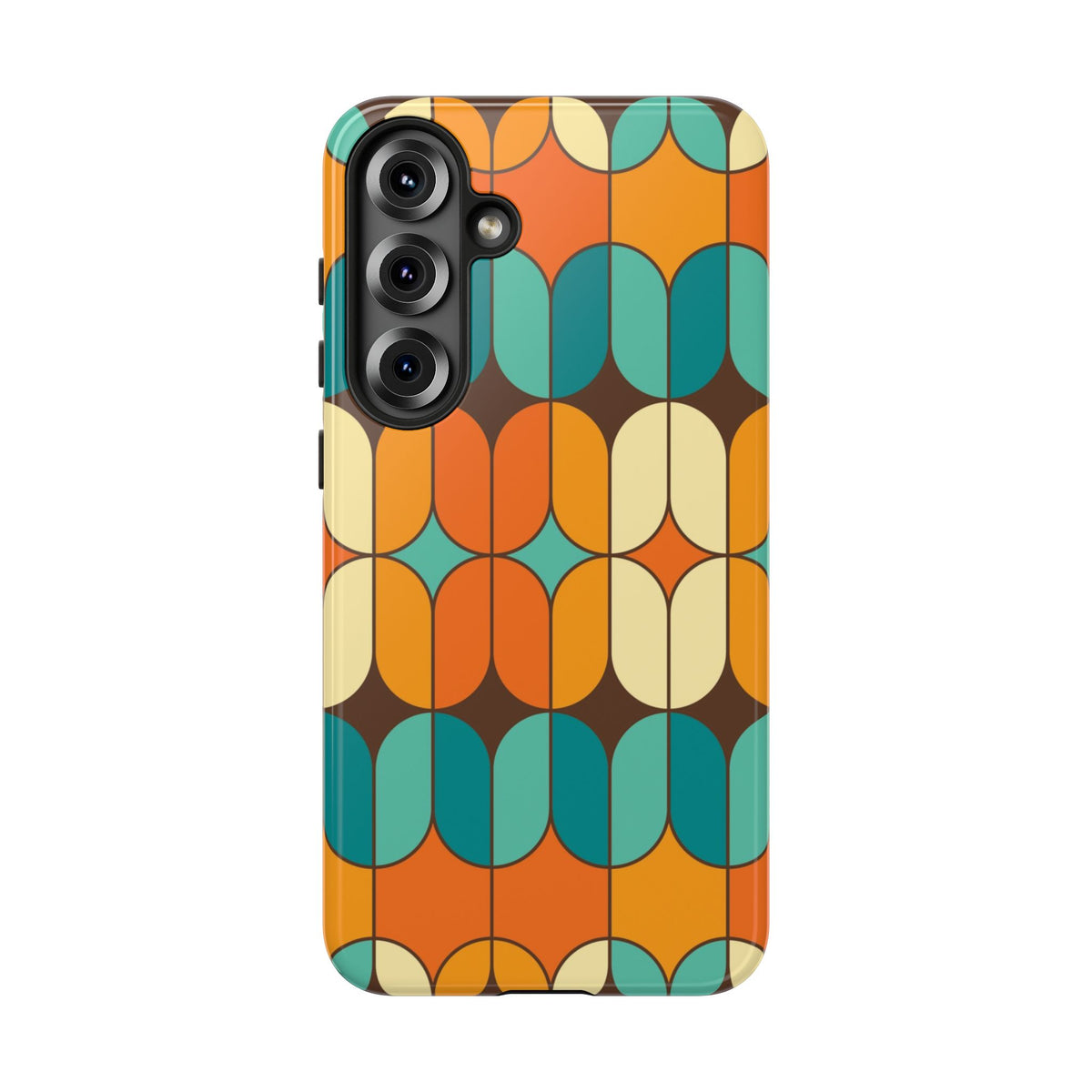 Mid Century Modern Orange, Teal Geometric Mod Designed Tough Phone Case