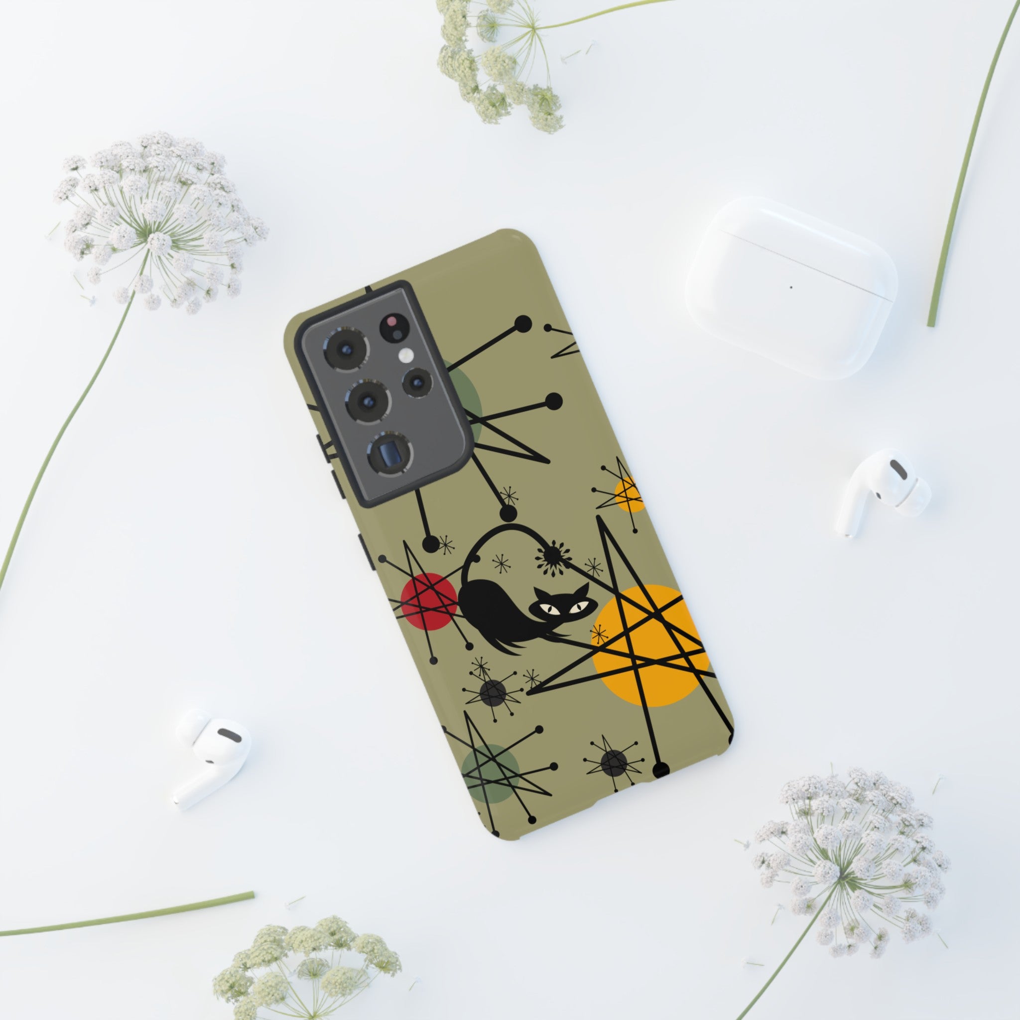 Mid Century Modern Atomic Cat, Retro Chic Groovy Mod Samsung, Smart Phone Tough Cases - Mid Century Modern Gal