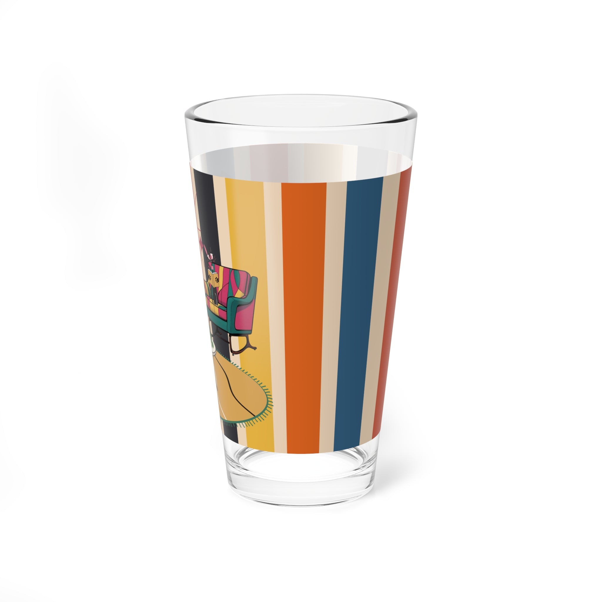 Atomic Kitschy Cats, Book Lover, Book Club Colorful Retro Glass - Vibrant Drinkware for Home Entertaining - Mid Century Modern Gal