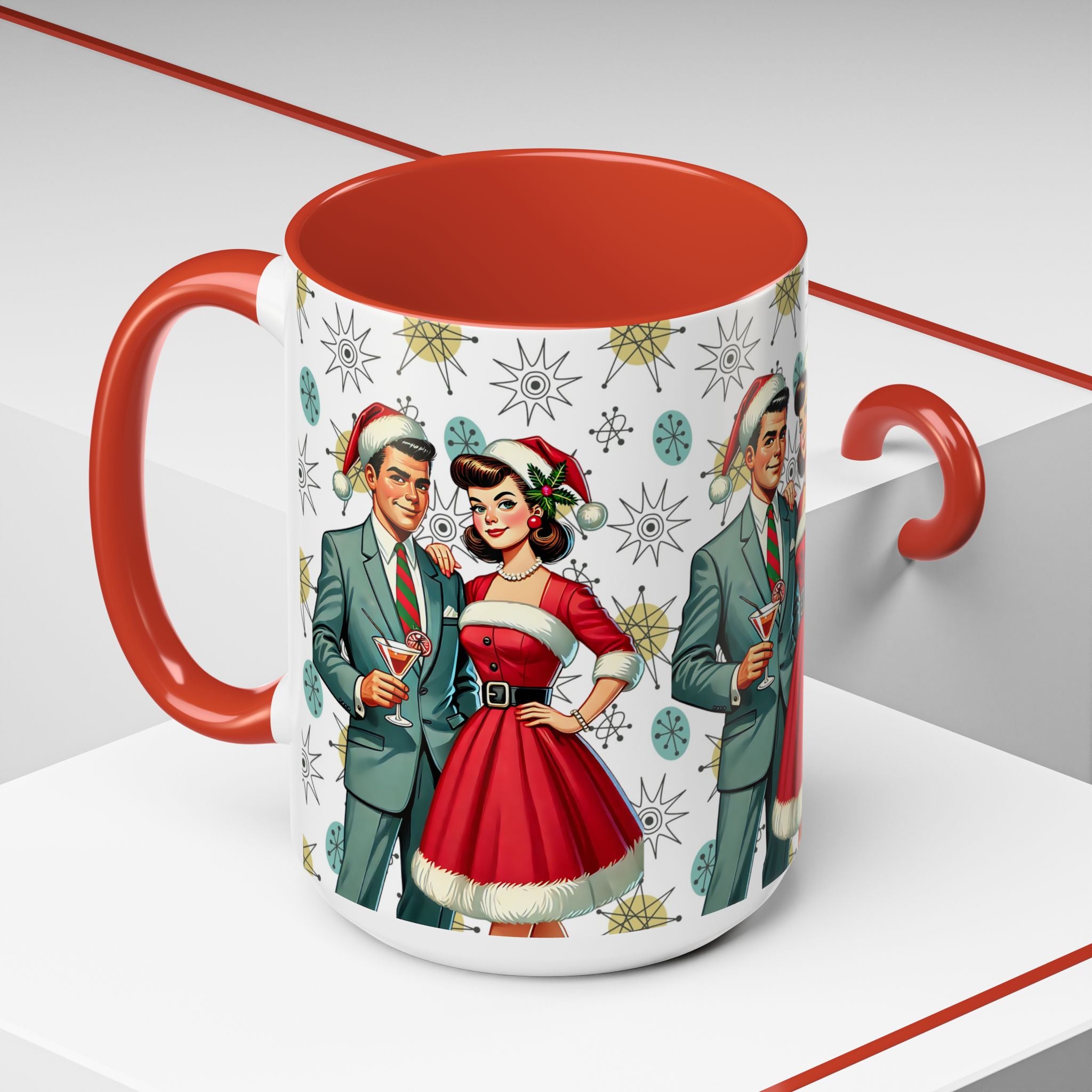 Mid Century Modern Atomic 50s Christmas Franciscan Starburst Pattern Mug - Mid Century Modern Gal