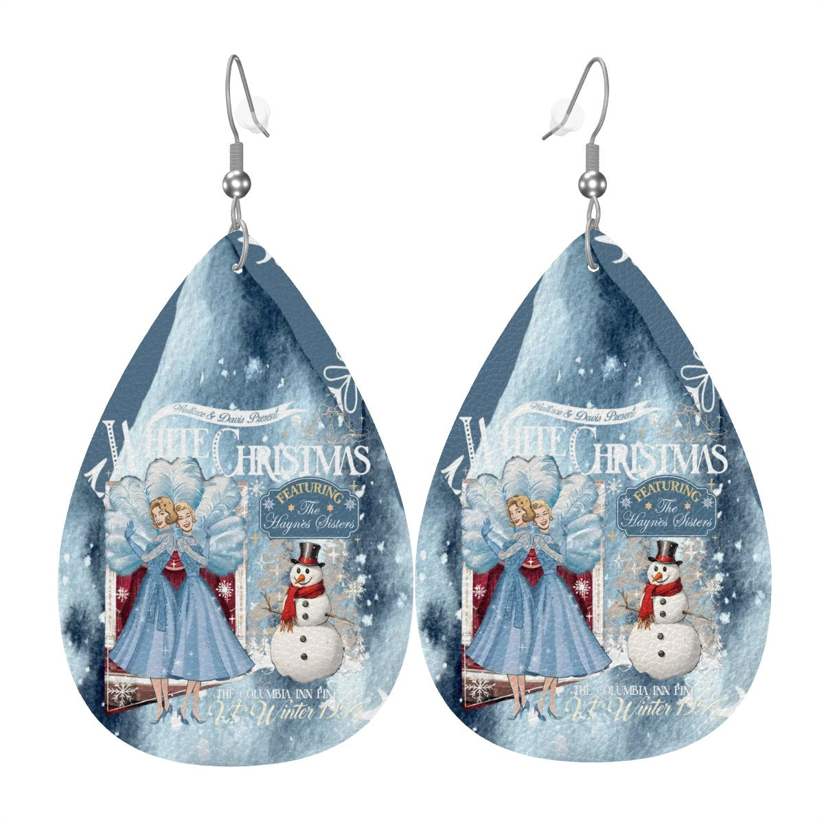 Wallace And Davis White Christmas Sister Sister Christmas Earrings - Mid Century Modern Gal