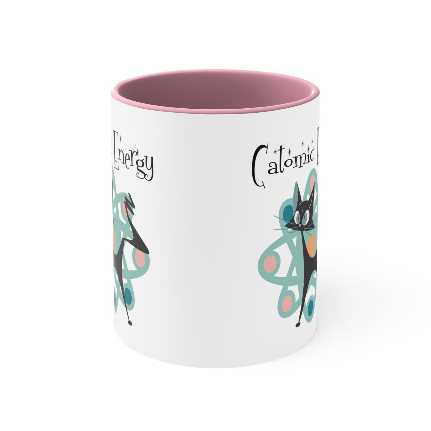 Atomic Cat Coffee Mug, Funny, Quirky Mid Century Modern Atom, Space Age Catomic Energy Coffee Lover Coffee Mug Gift - Mid Century Modern Gal