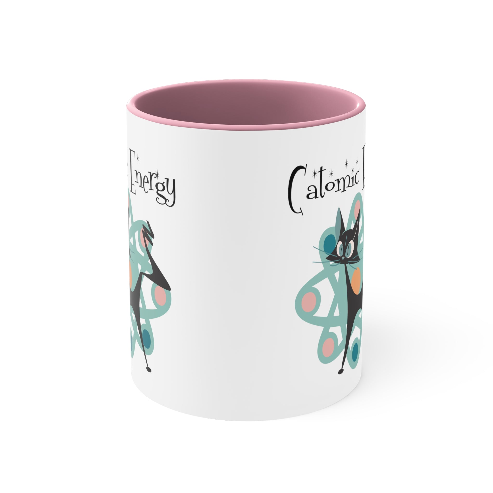 Atomic Cat Coffee Mug, Funny, Quirky Mid Century Modern Atom, Space Age Catomic Energy Coffee Lover Coffee Mug Gift - Mid Century Modern Gal