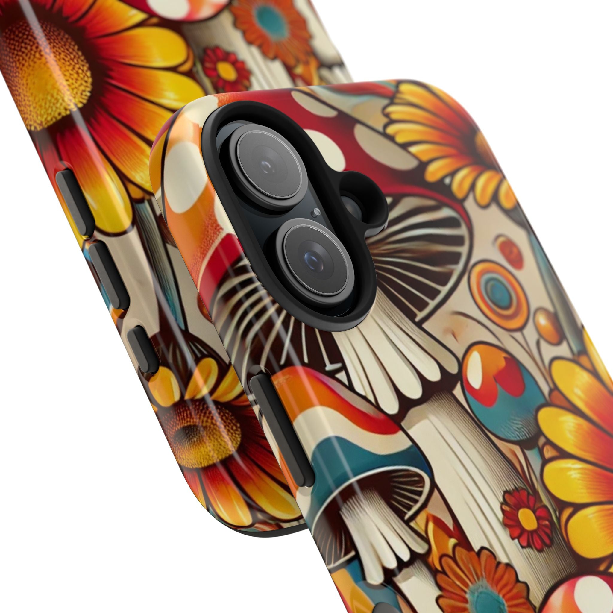 Bohemian Floral Mushroom Tough Phone Case - Trendy Protection for Nature Lovers
