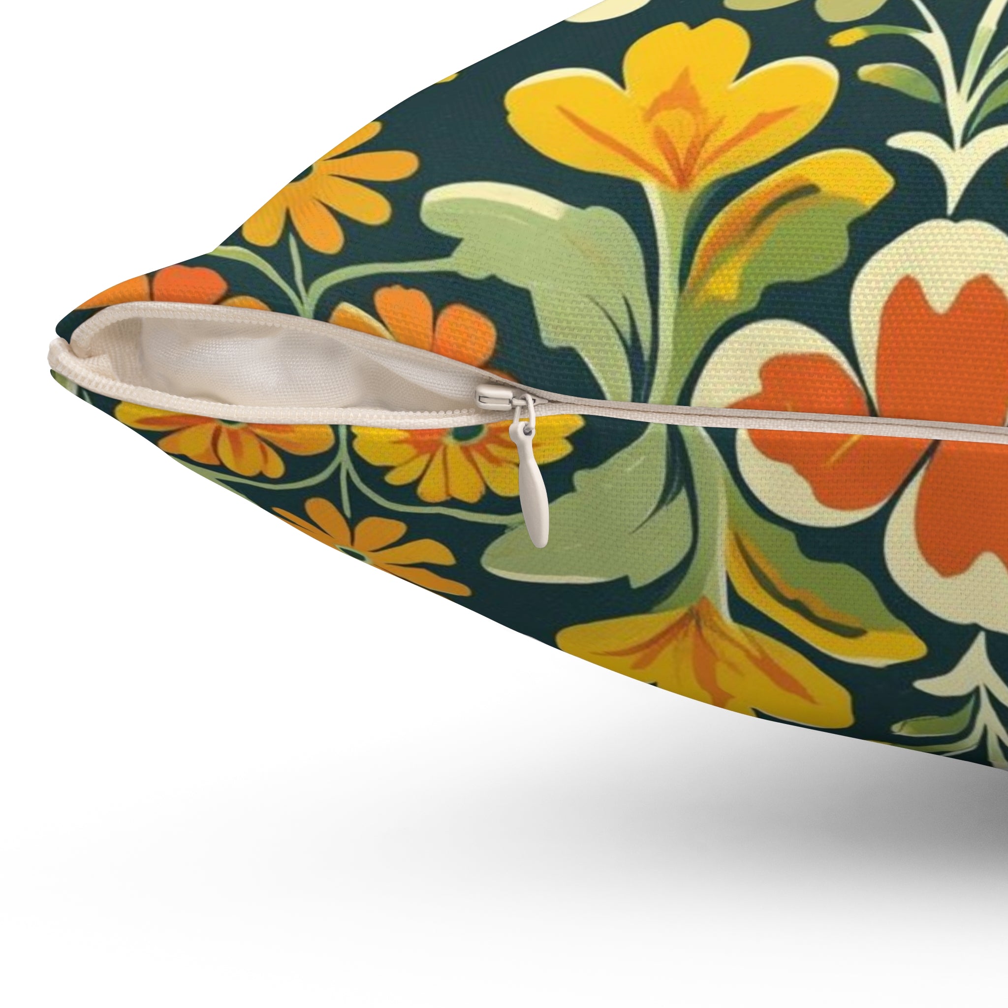 Retro Owl Flower Power Groovy 70s Floral Green, Orange Fall Pillow And Insert - Mid Century Modern Gal