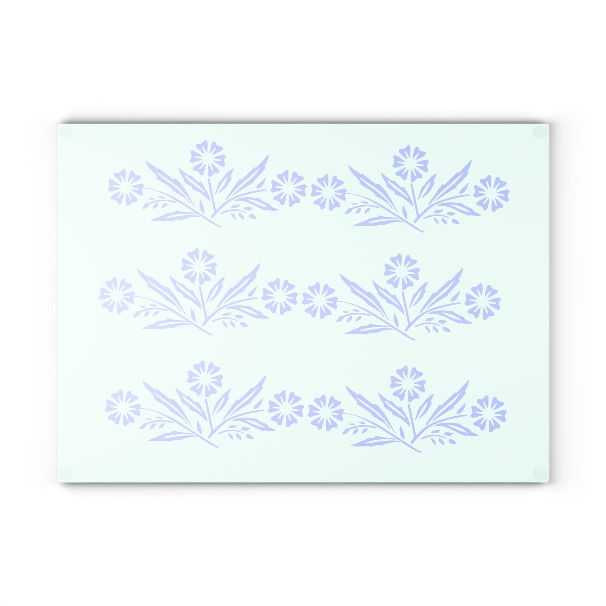 Blue Cornflower Kitschy Kitchen Coriningware Inspired Glass Cutting Board - Mid Century Modern Gal