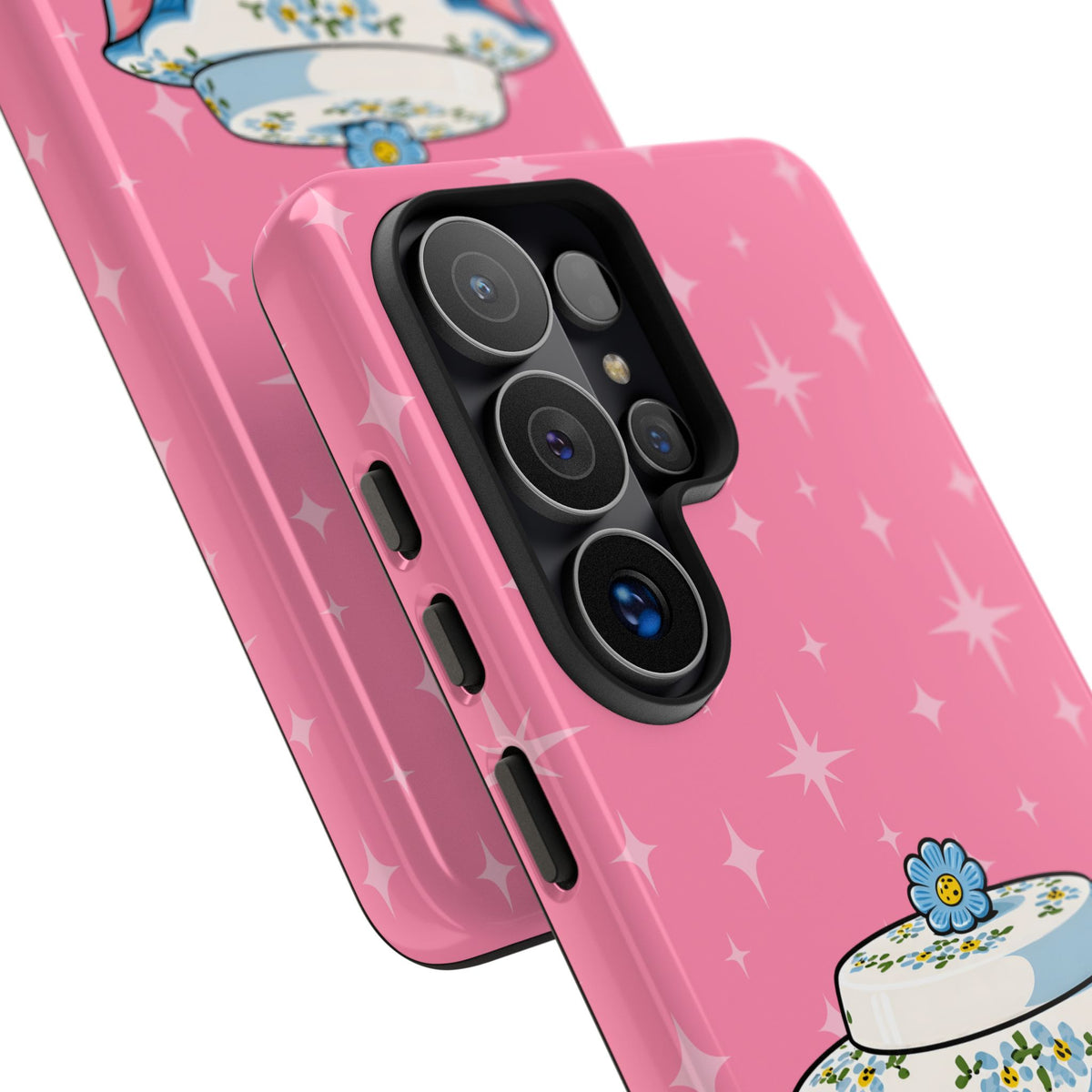 Mid Century Modern Kitschy Anthropomorphic Blue Cat with Floral Hat Tough Phone Case