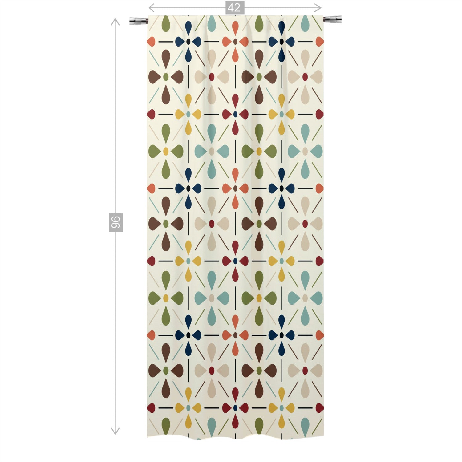 Mid Mod Scandinavian Flower Retro Curtain, Single Panel - Mid Century Modern Gal
